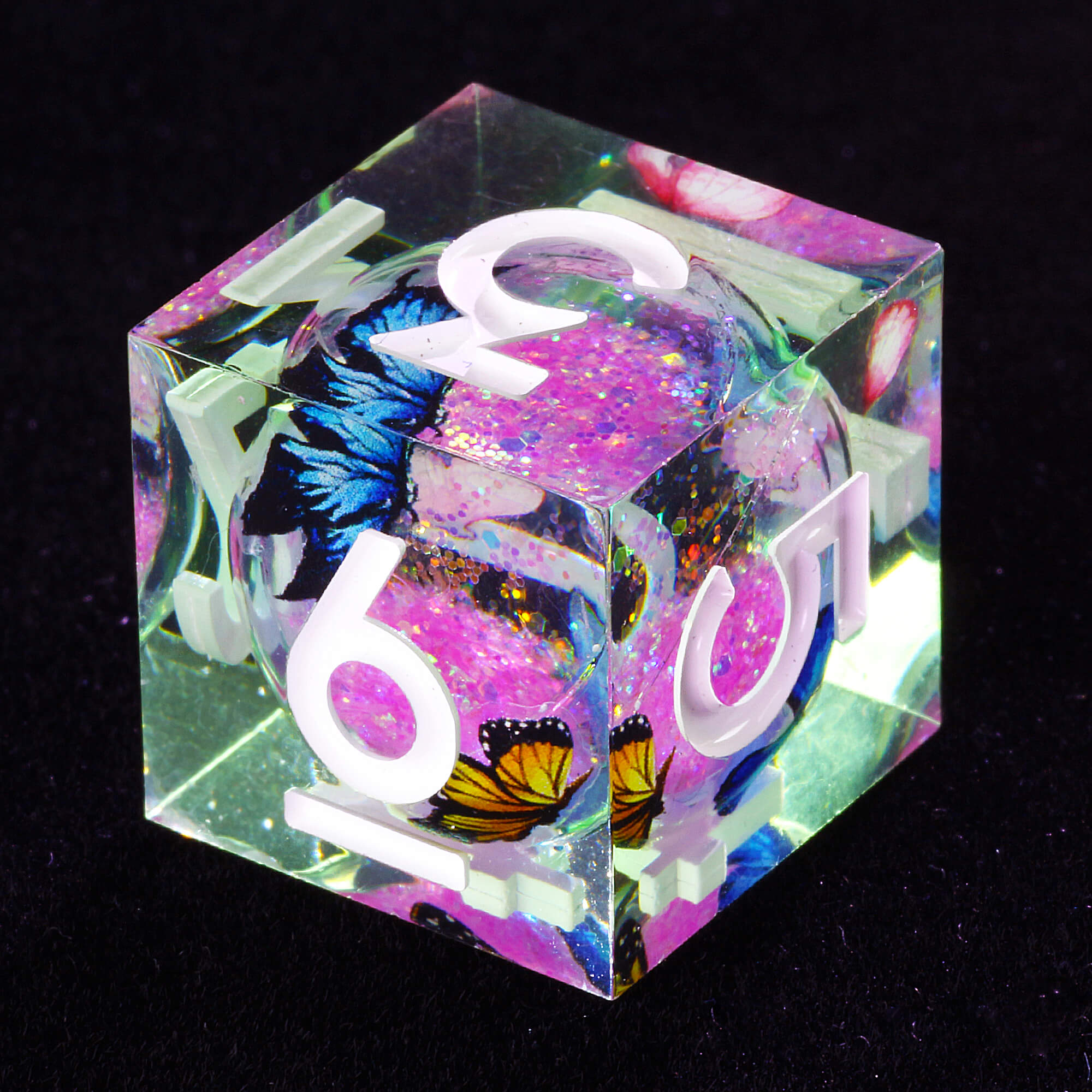 7 Polyhedral Resin Liquid Core Set of Dice D&D Butterfly - Dice of Dragons