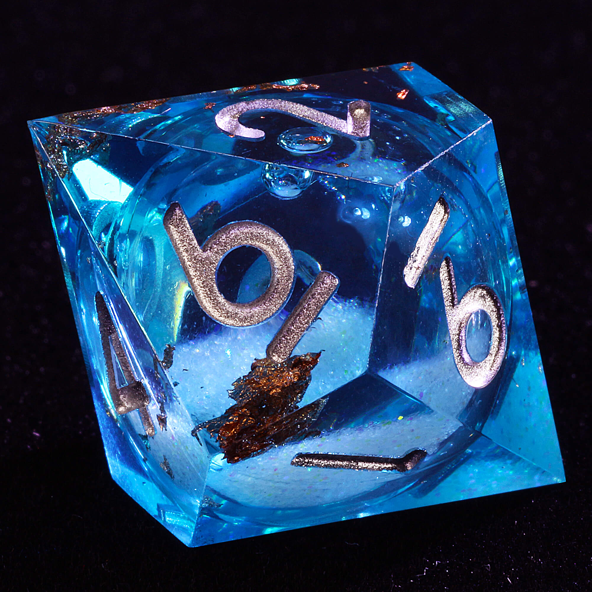 7 Polyhedral Resin Liquid Core DD Dice Set Blue - Dice of Dragons