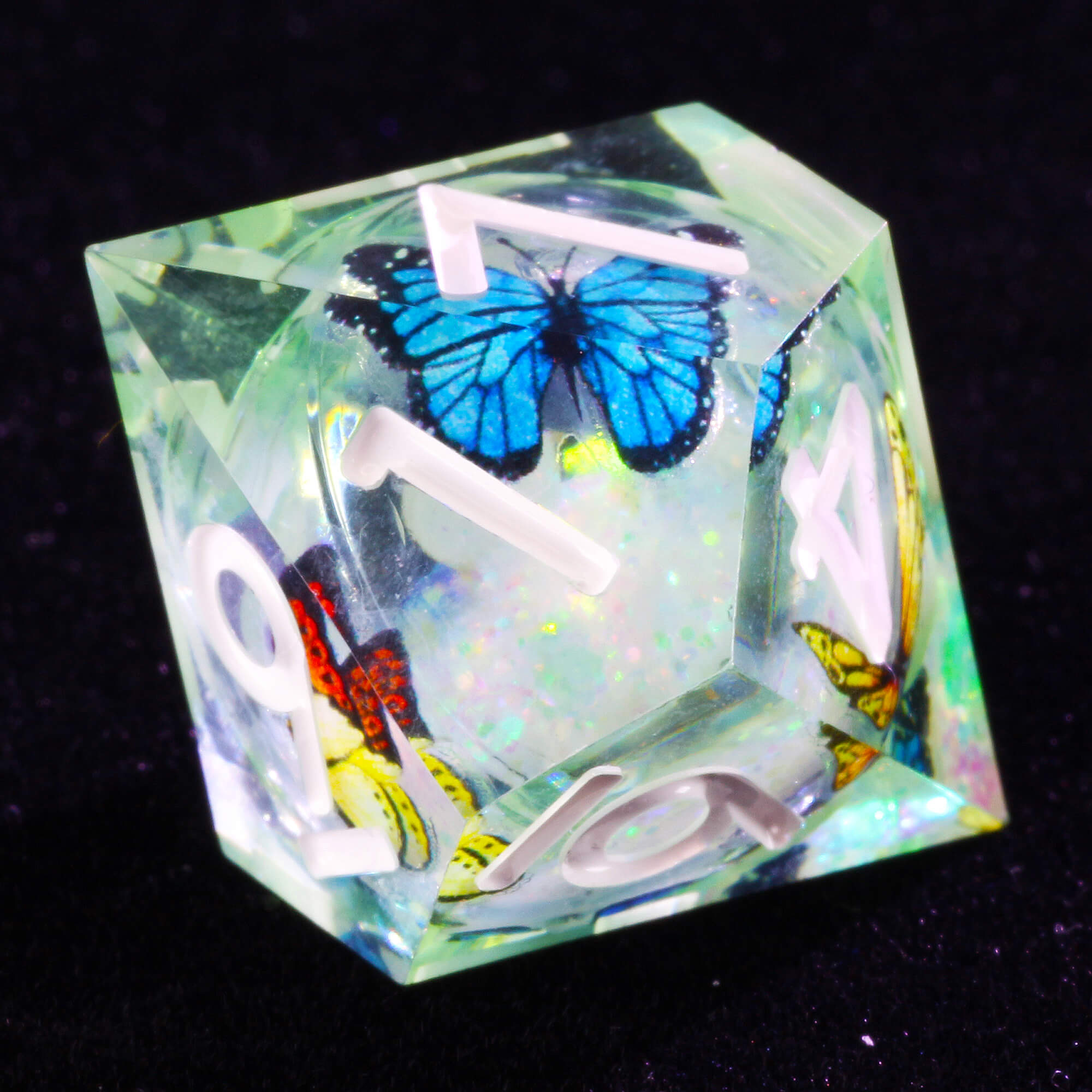 7 Polyhedral Resin Liquid Core DD Dice Set Butterfly - Dice of Dragons