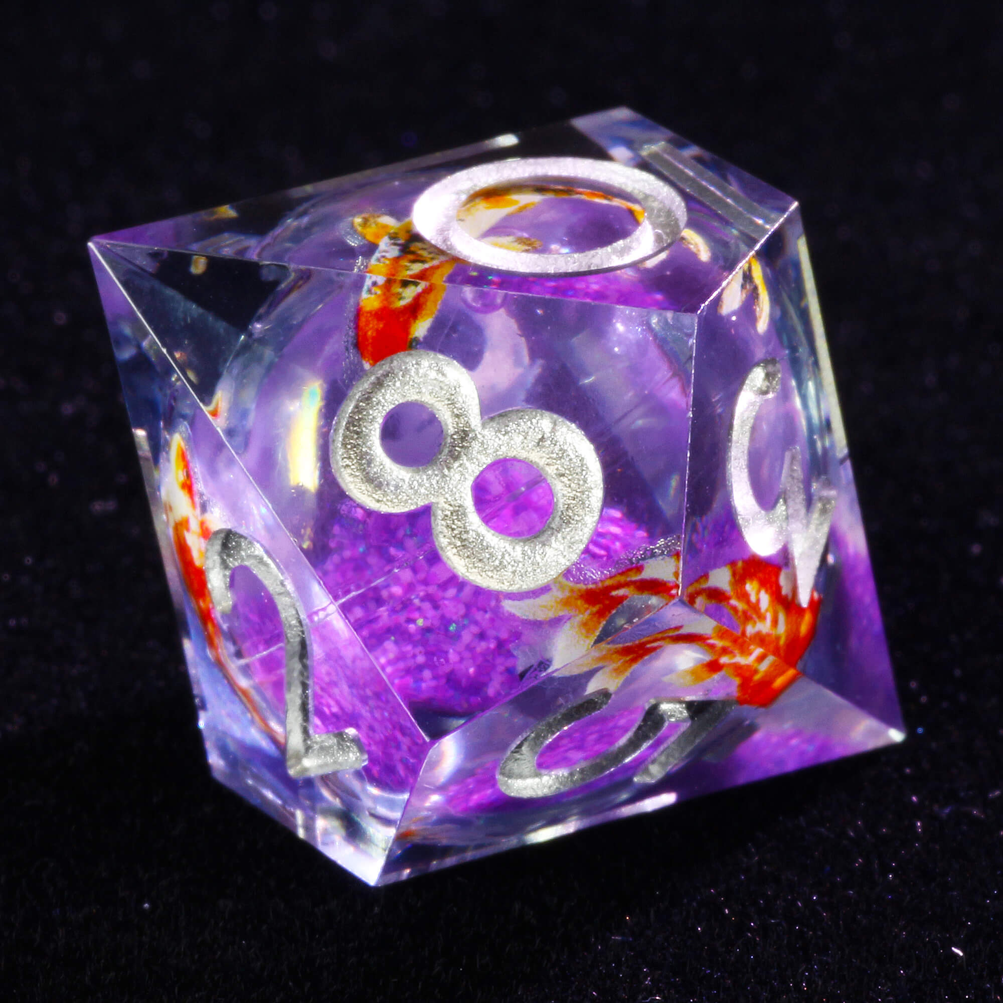 7 Polyhedral Resin Liquid Core DD Dice Sets Fish - Dice of Dragons