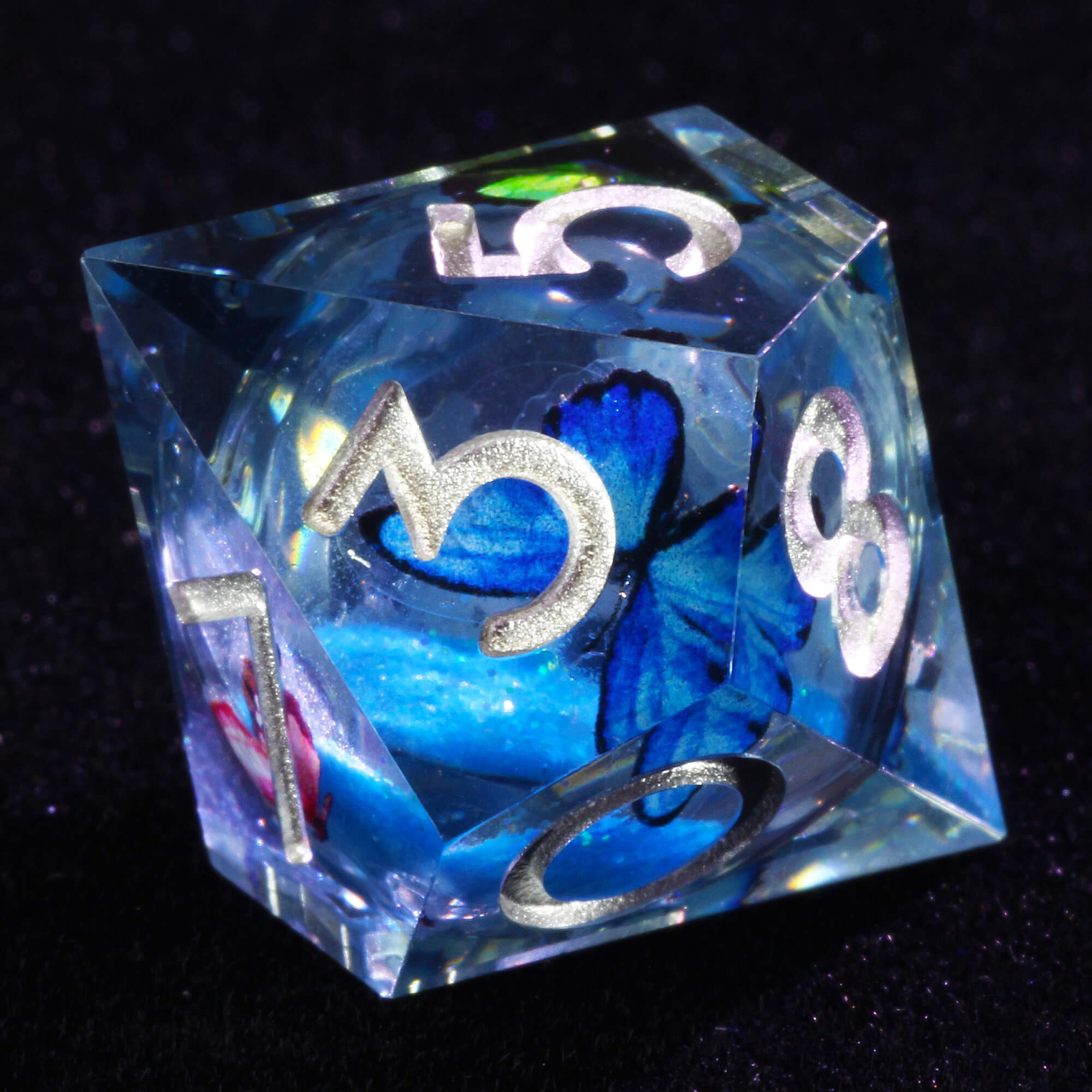 7 Polyhedral Resin Liquid Core DD Set of Dice Butterfly - Dice of Dragons