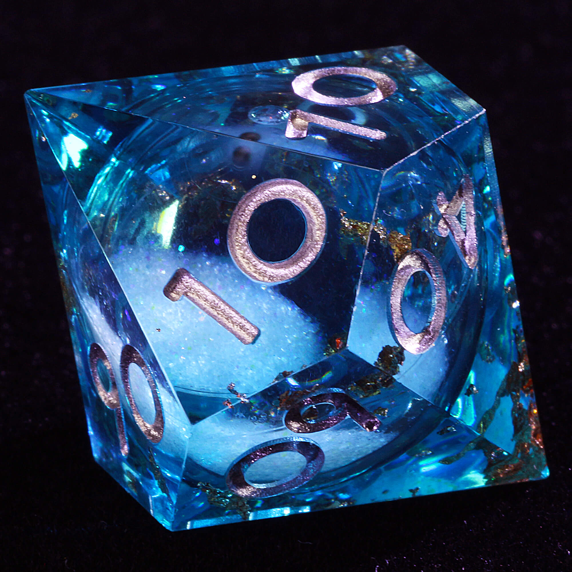 7 Polyhedral Resin Liquid Core DD Dice Set Blue - Dice of Dragons
