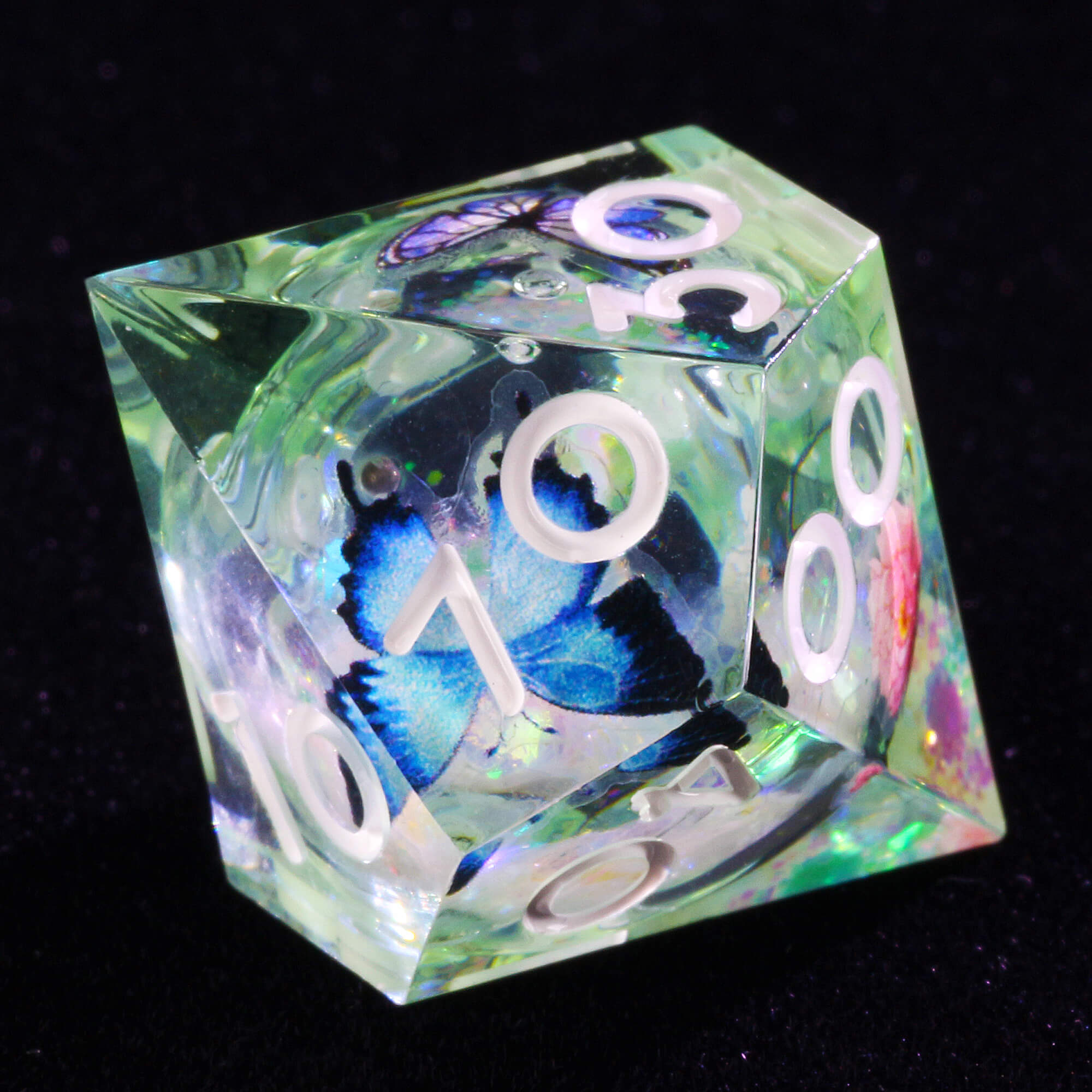 7 Polyhedral Resin Liquid Core DD Dice Set Butterfly - Dice of Dragons