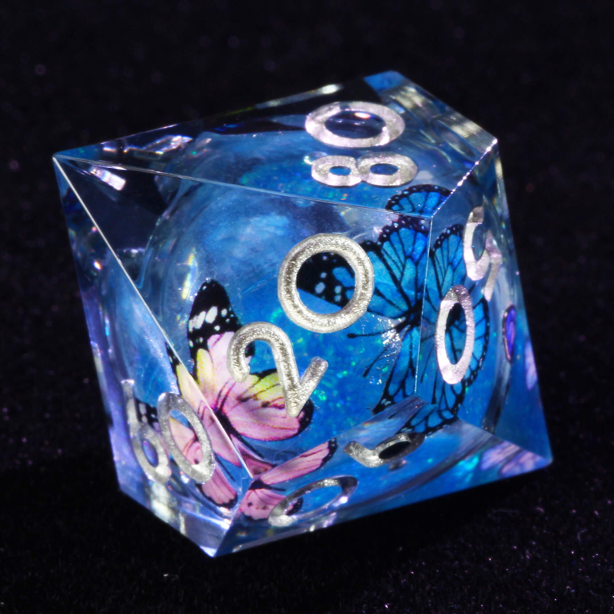 7 Polyhedral Resin Liquid Core DD Set of Dice Butterfly - Dice of Dragons