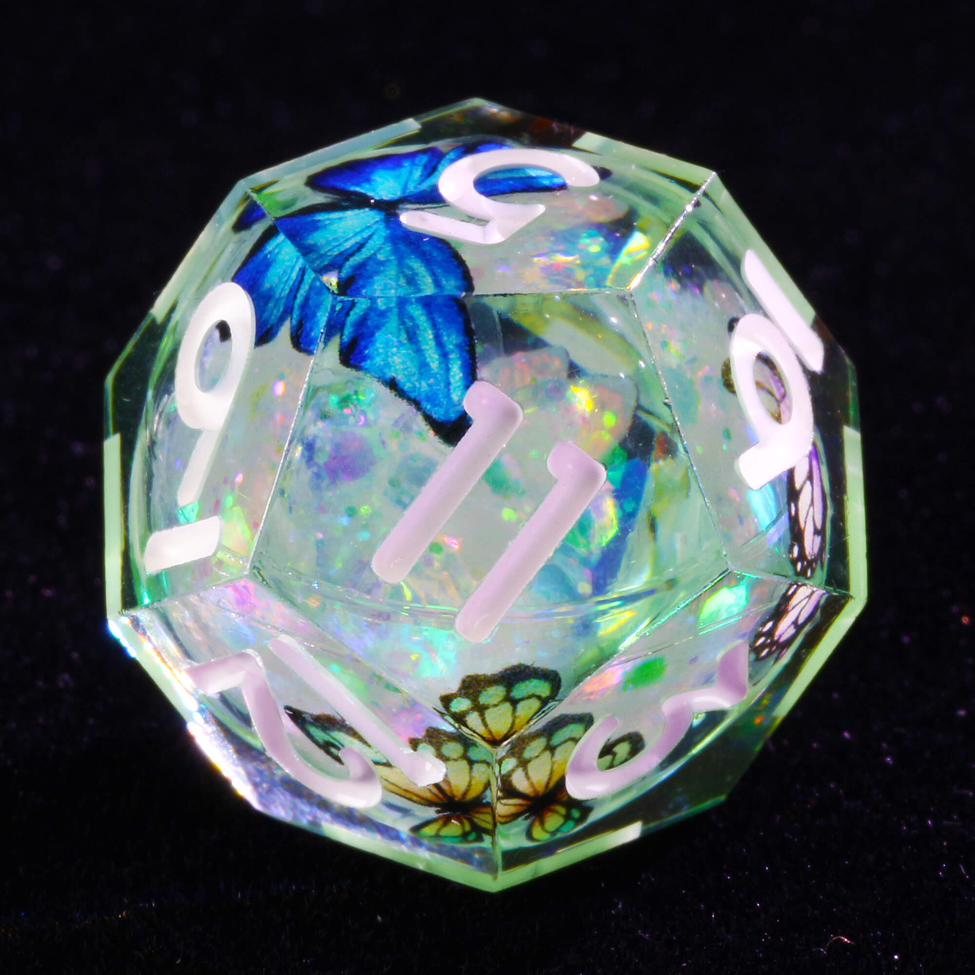 7 Polyhedral Resin Liquid Core DD Dice Set Butterfly - Dice of Dragons