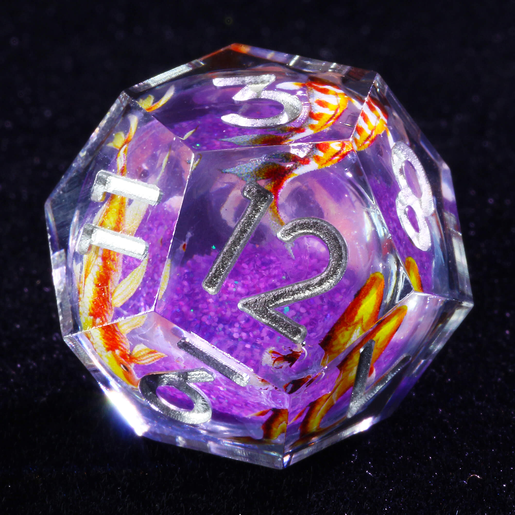 7 Polyhedral Resin Liquid Core DD Dice Sets Fish - Dice of Dragons