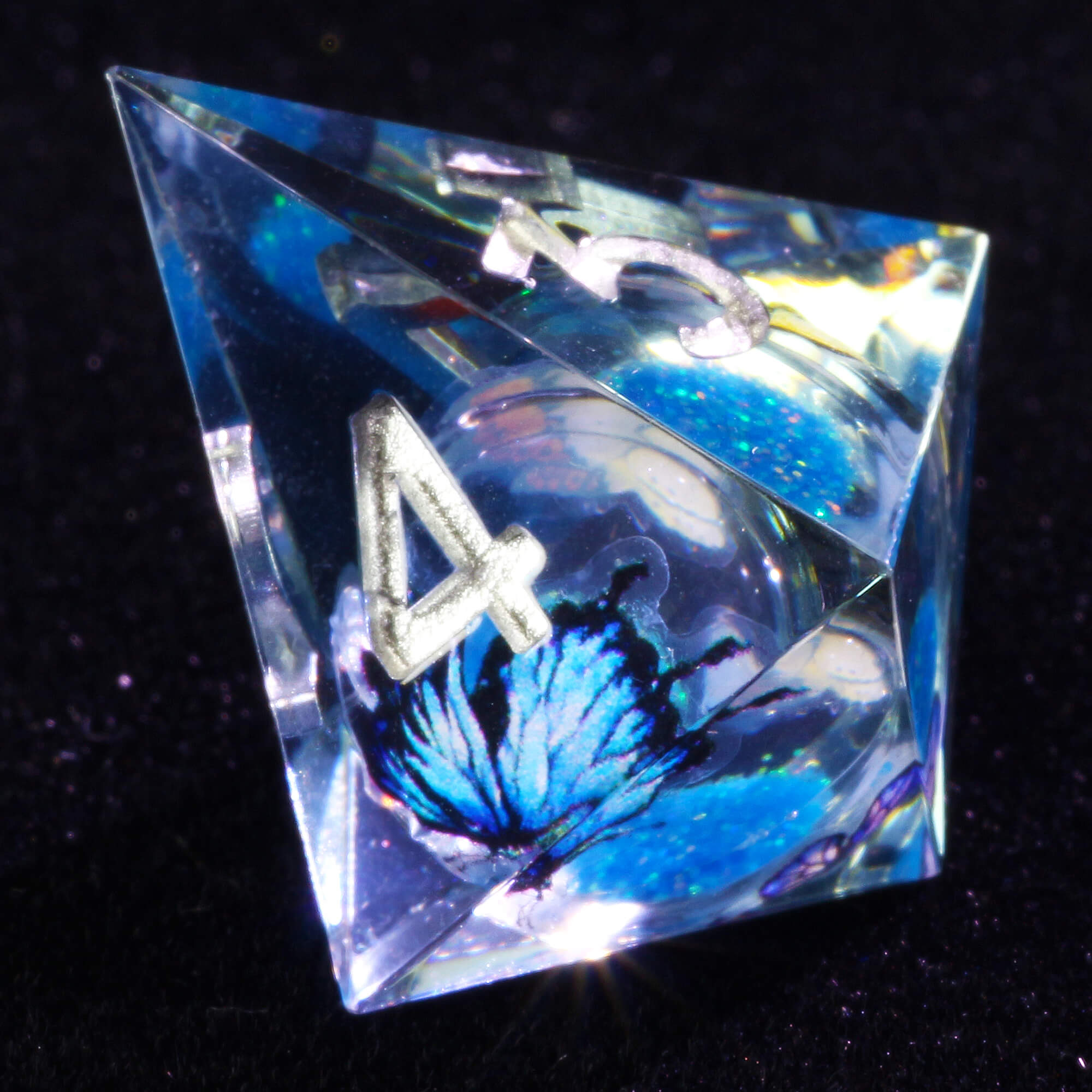7 Polyhedral Resin Liquid Core DD Set of Dice Butterfly - Dice of Dragons