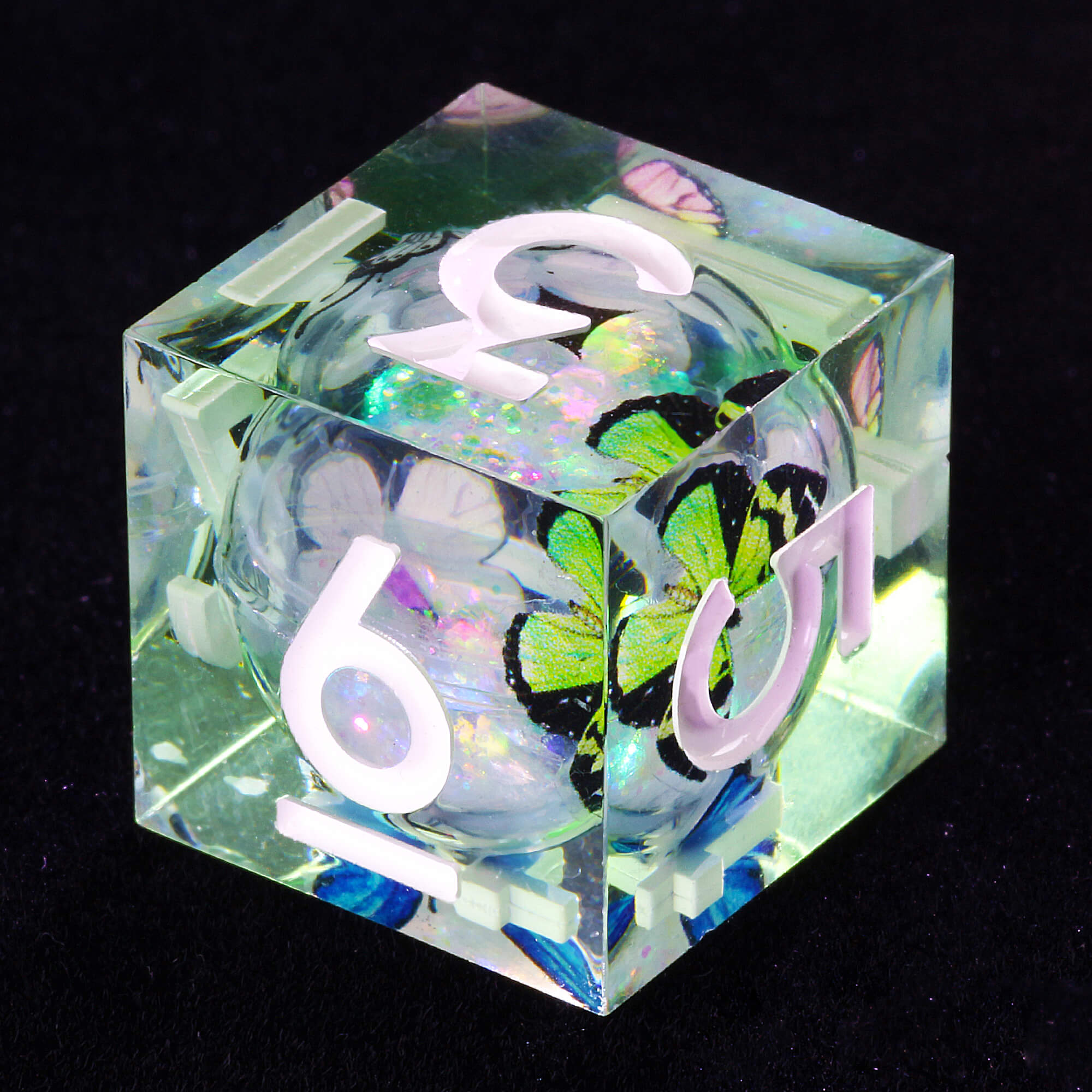 7 Polyhedral Resin Liquid Core DD Dice Set Butterfly - Dice of Dragons