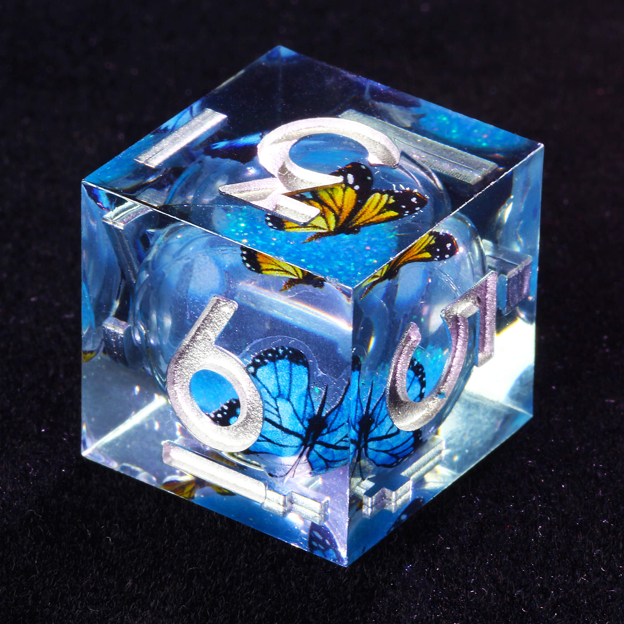 7 Polyhedral Resin Liquid Core DD Set of Dice Butterfly - Dice of Dragons