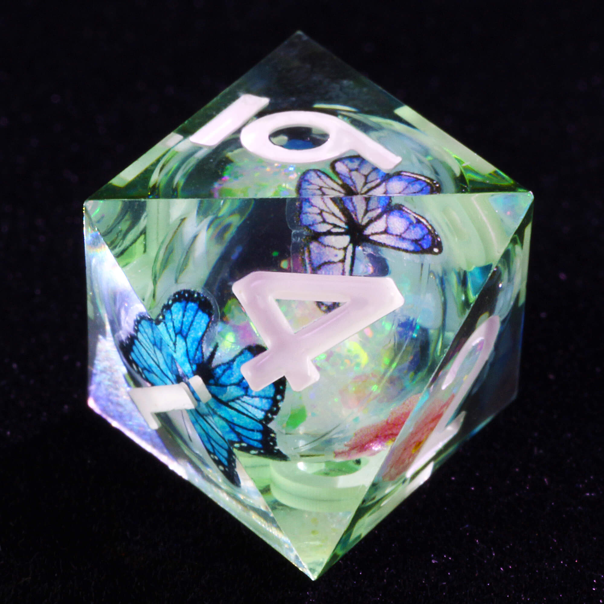 7 Polyhedral Resin Liquid Core DD Dice Set Butterfly - Dice of Dragons