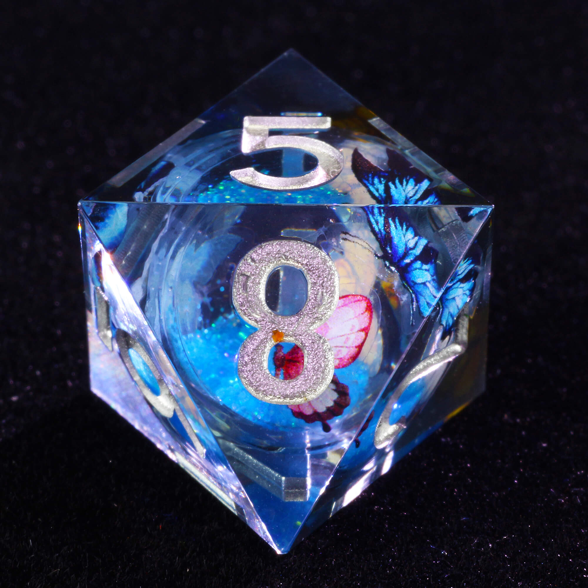 7 Polyhedral Resin Liquid Core DD Set of Dice Butterfly - Dice of Dragons