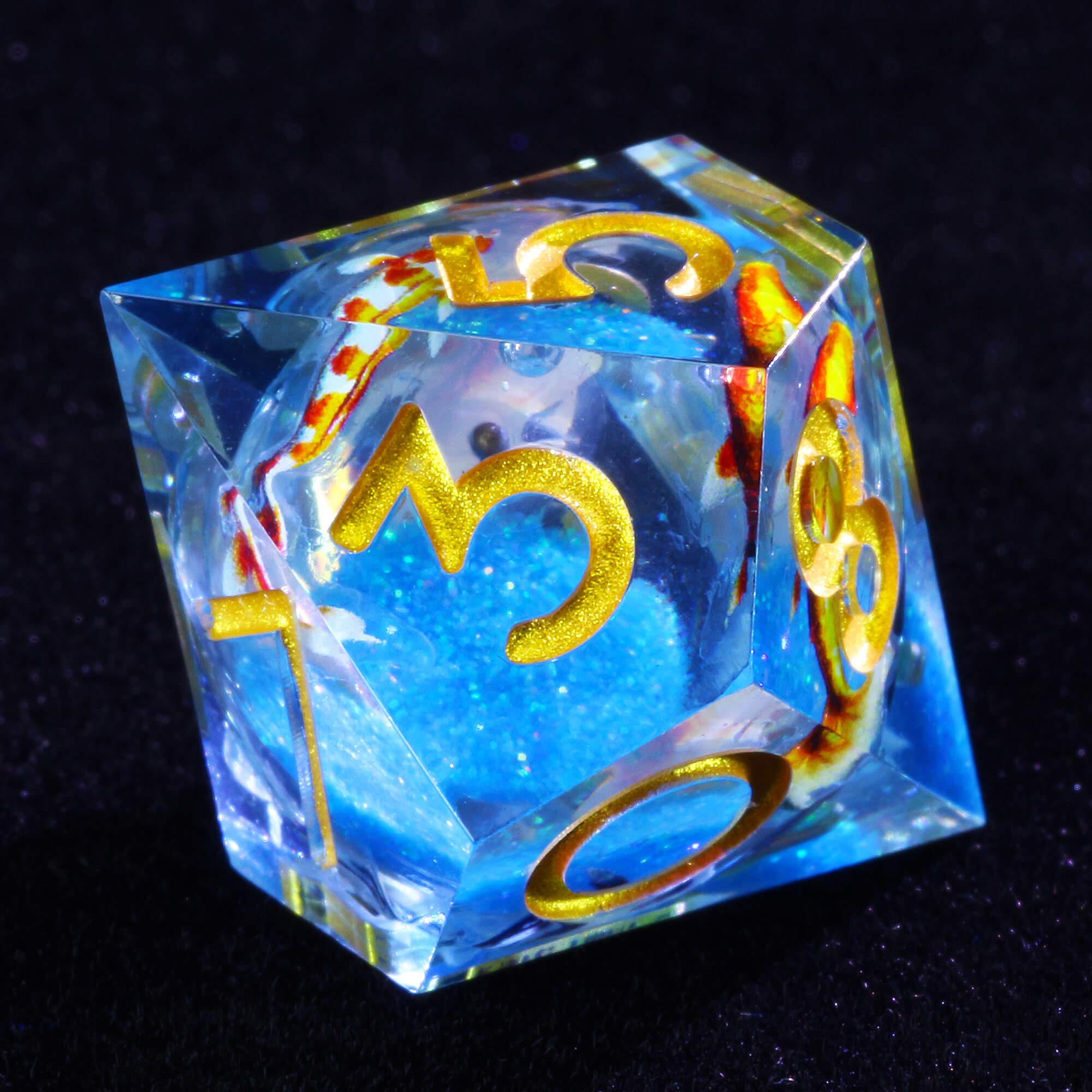 7 Polyhedral Resin Liquid Core Die Dice Set D&D Fish - Dice of Dragons