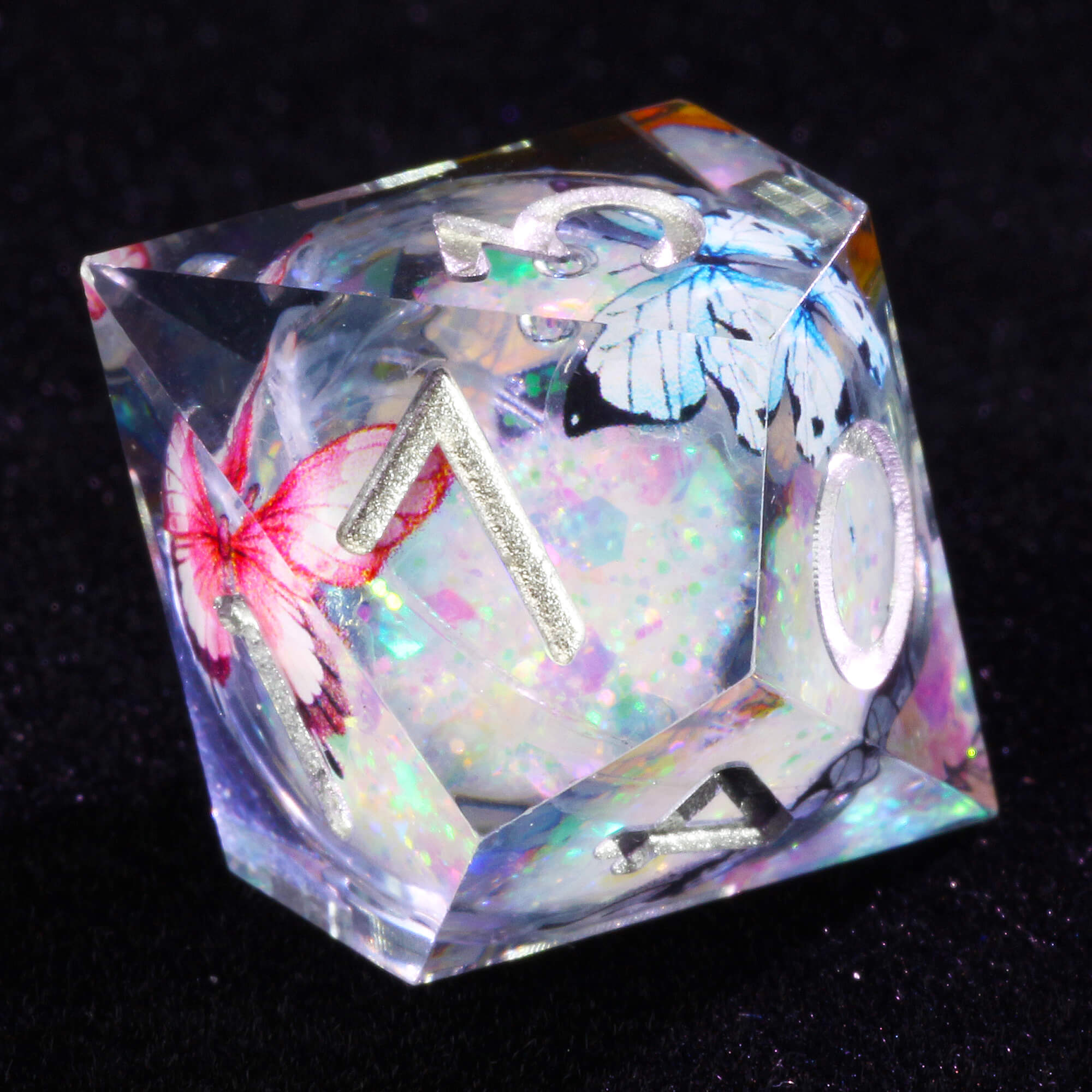 7 Polyhedral Resin Liquid Core Die Dice Set DnD Butterfly - Dice of Dragons