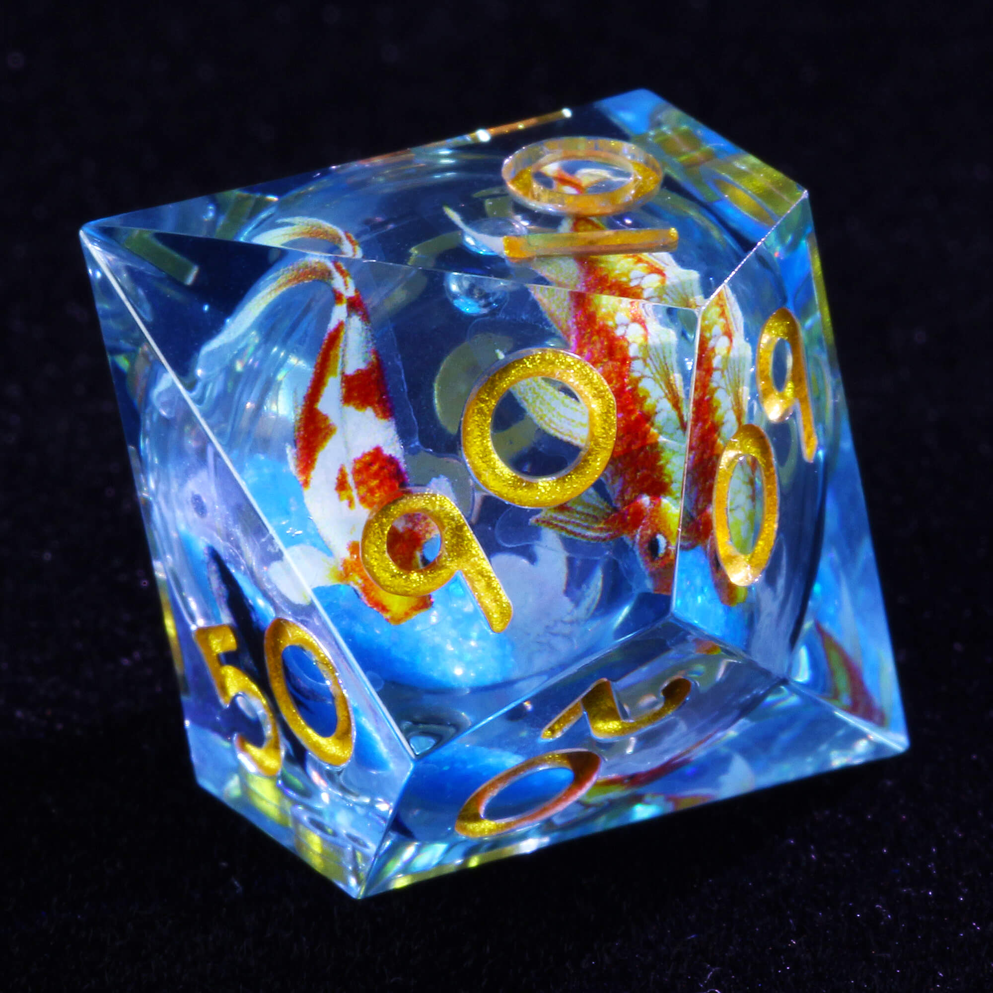 7 Polyhedral Resin Liquid Core Die Dice Set D&D Fish - Dice of Dragons