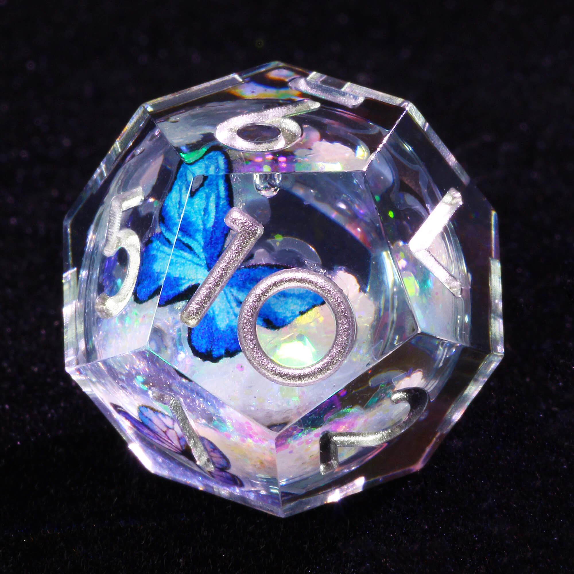 7 Polyhedral Resin Liquid Core Die Dice Set DnD Butterfly - Dice of Dragons
