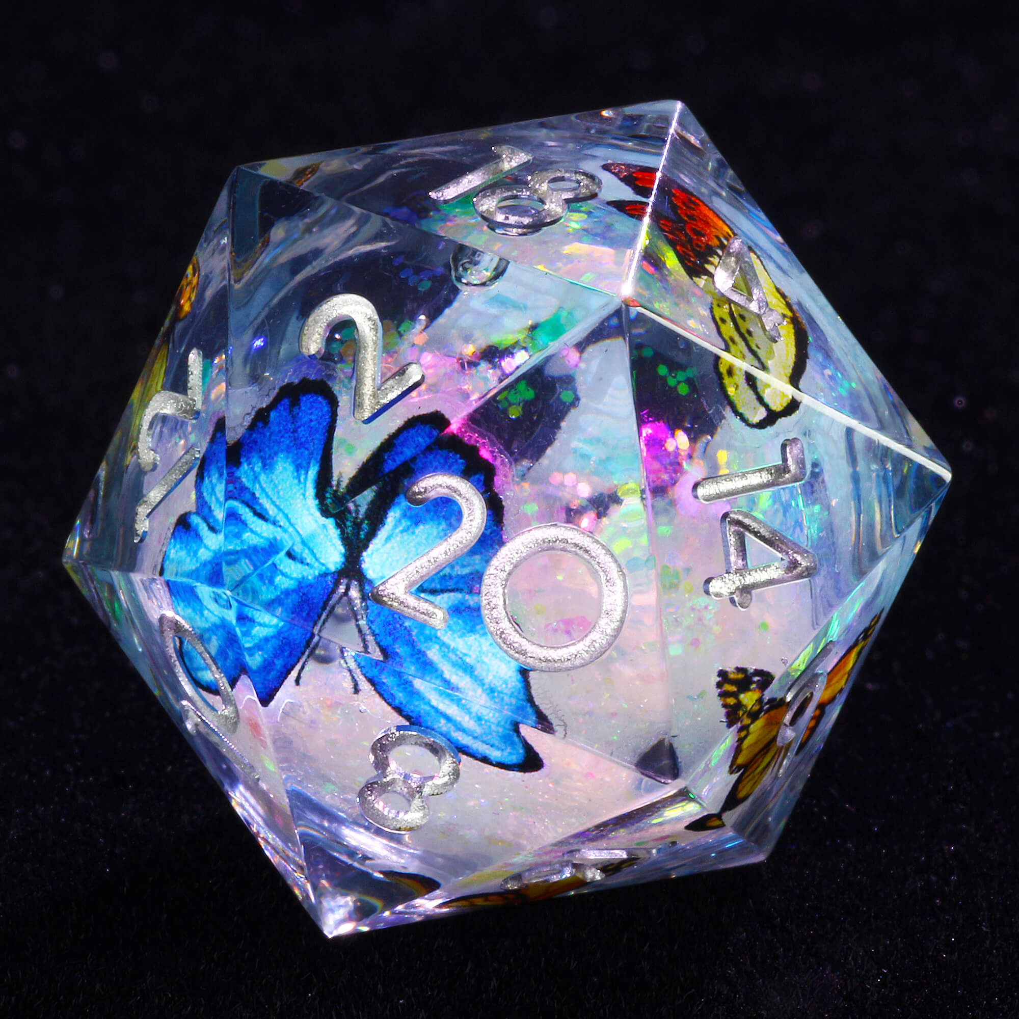 7 Polyhedral Resin Liquid Core Die Dice Set DnD Butterfly - Dice of Dragons