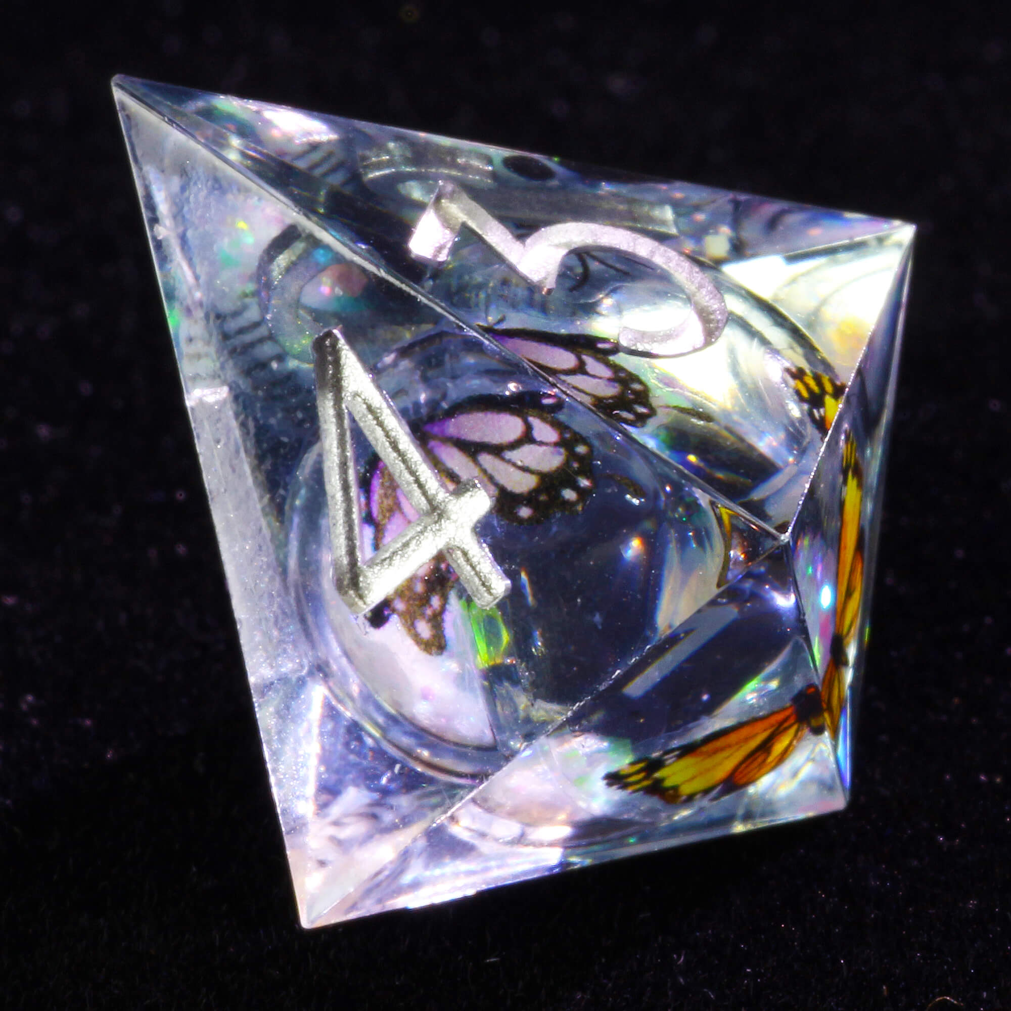7 Polyhedral Resin Liquid Core Die Dice Set DnD Butterfly - Dice of Dragons