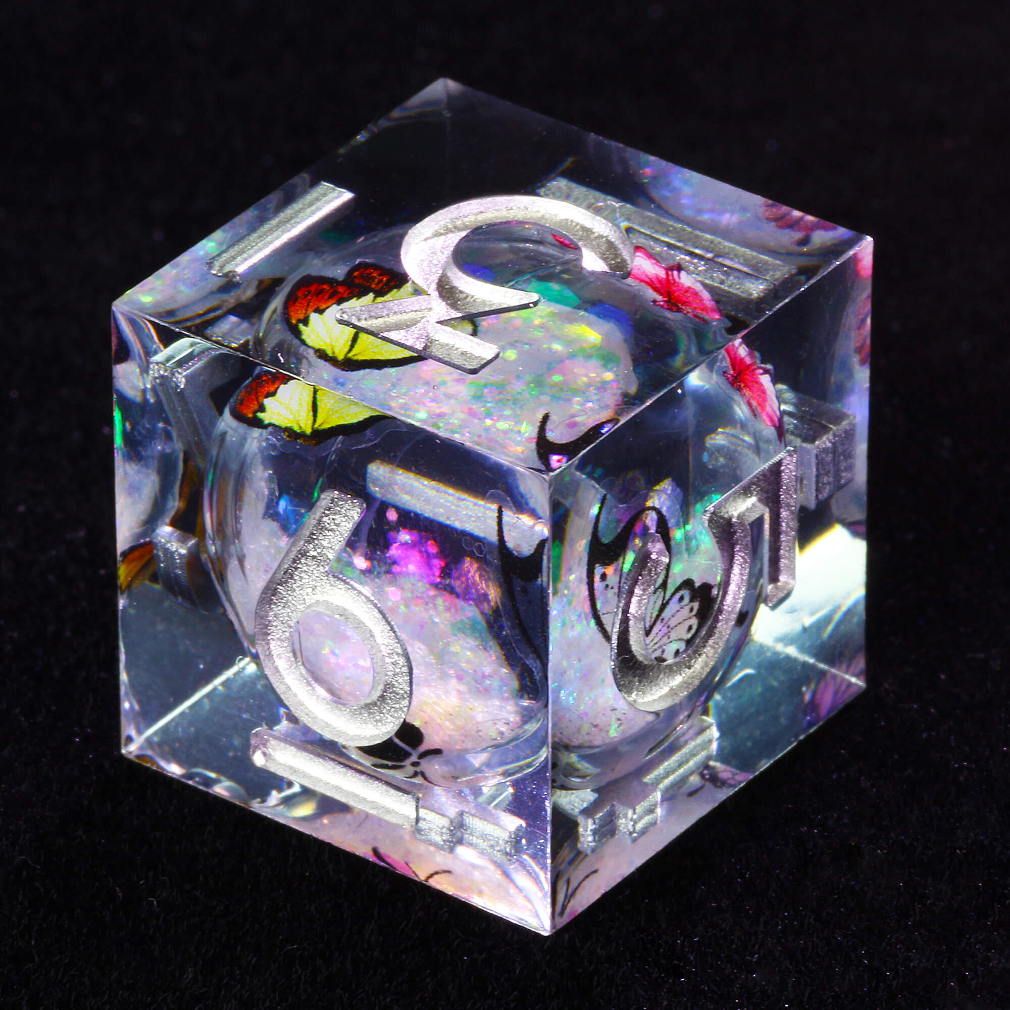 7 Polyhedral Resin Liquid Core Die Dice Set DnD Butterfly - Dice of Dragons