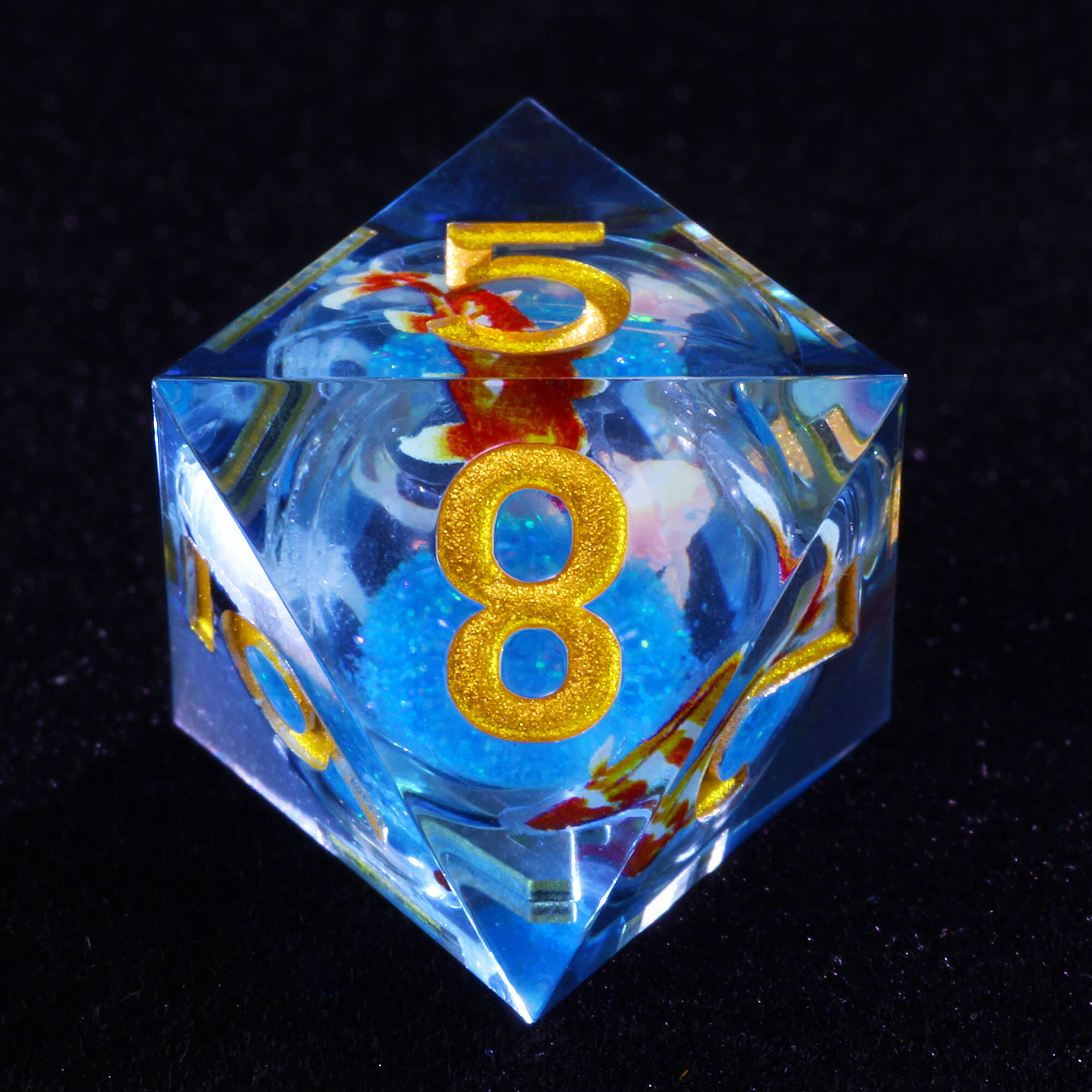 7 Polyhedral Resin Liquid Core Die Dice Set D&D Fish - Dice of Dragons