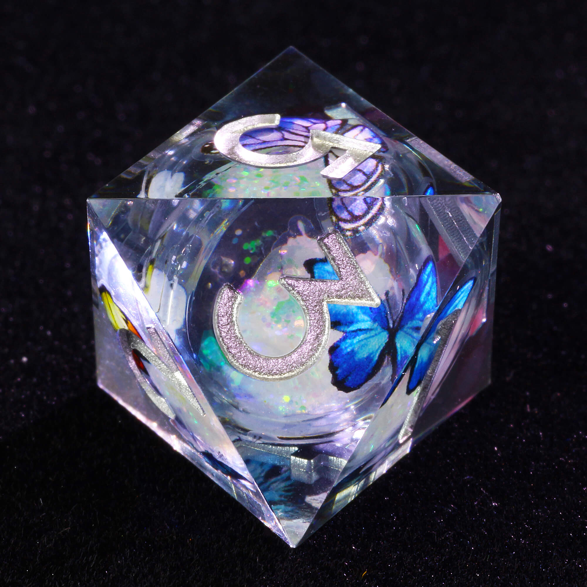 7 Polyhedral Resin Liquid Core Die Dice Set DnD Butterfly - Dice of Dragons