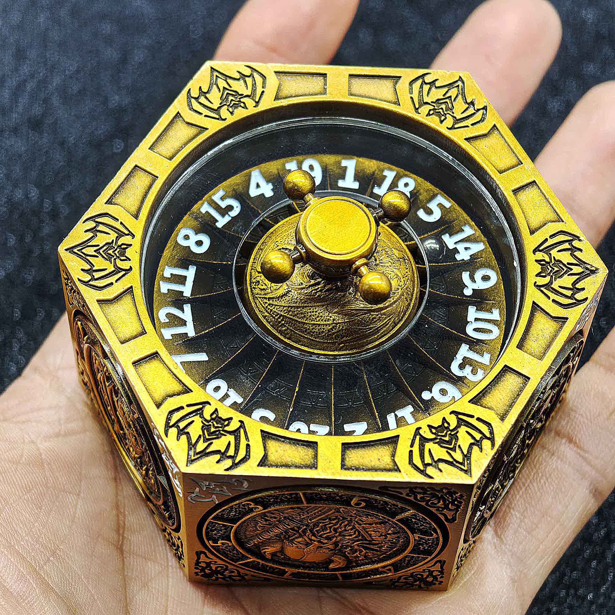 7 in 1 Odin and the Raven Bat Cthulhu Dragon Metal DnD Roulette Wheel Dice 8-sided - Dice of Dragons