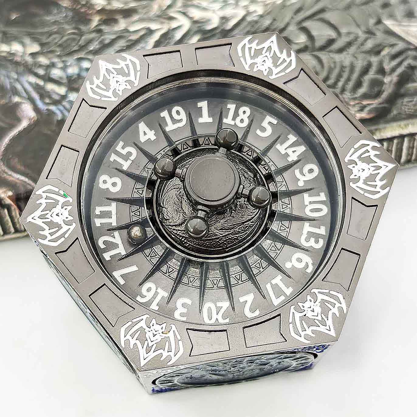7 in 1 Odin and the Raven Bat Cthulhu Dragon Metal DnD Roulette Wheel Dice 8-sided - Dice of Dragons