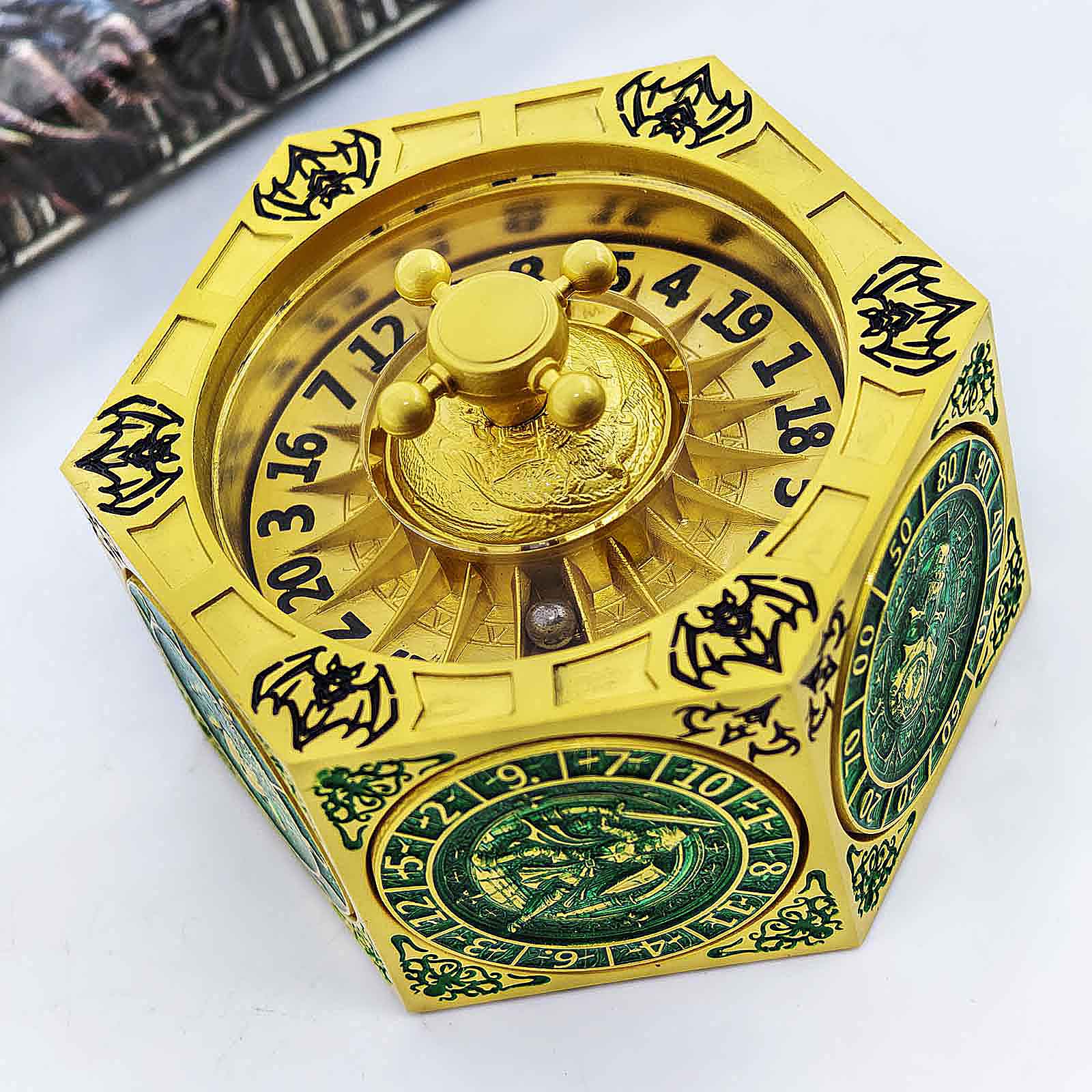 7 in 1 Odin and the Raven Bat Cthulhu Dragon Metal DnD Roulette Wheel Dice 8-sided - Dice of Dragons