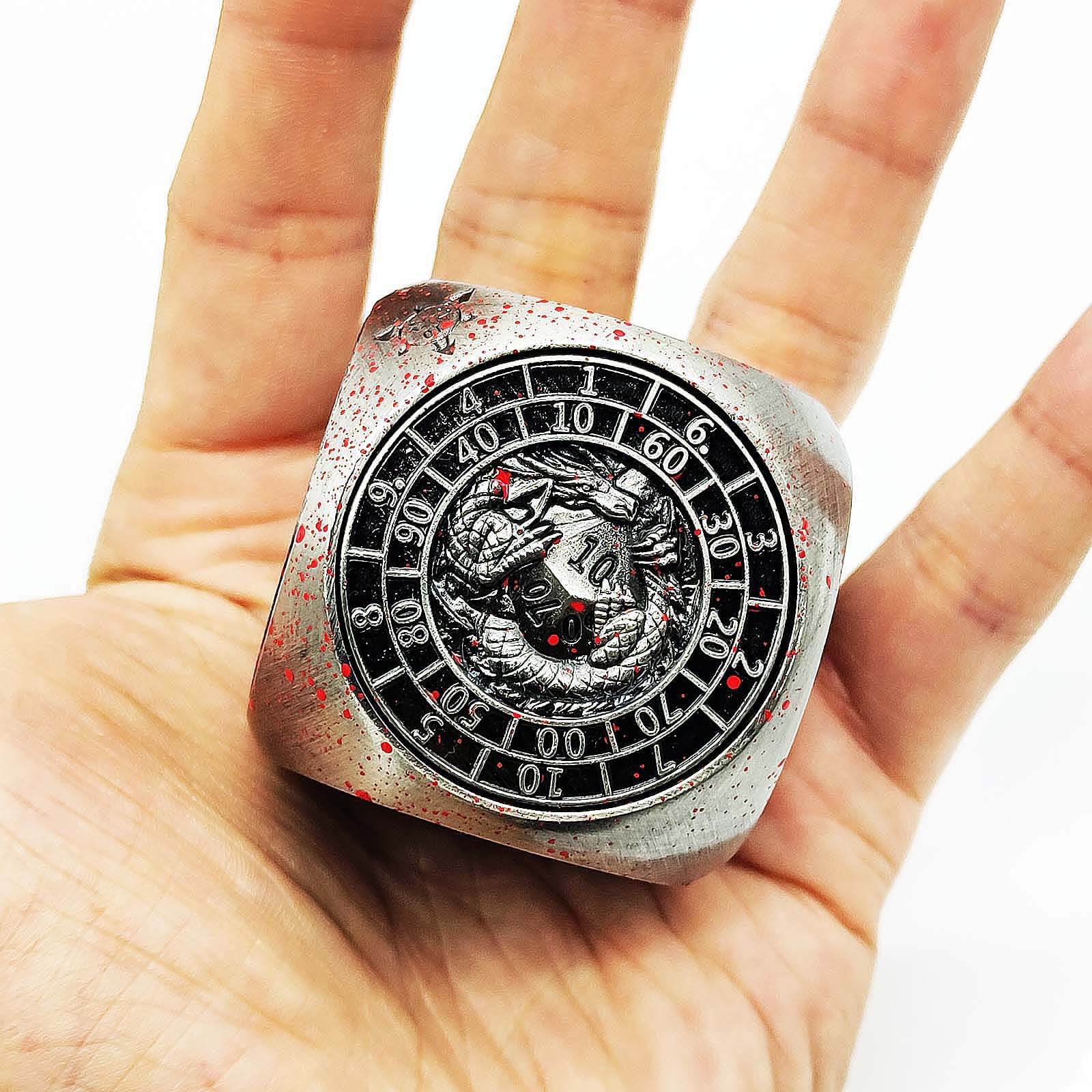 7 in 1 Rounded Cube 6-sided Rotating DND Metal Dice - Dice of Dragons