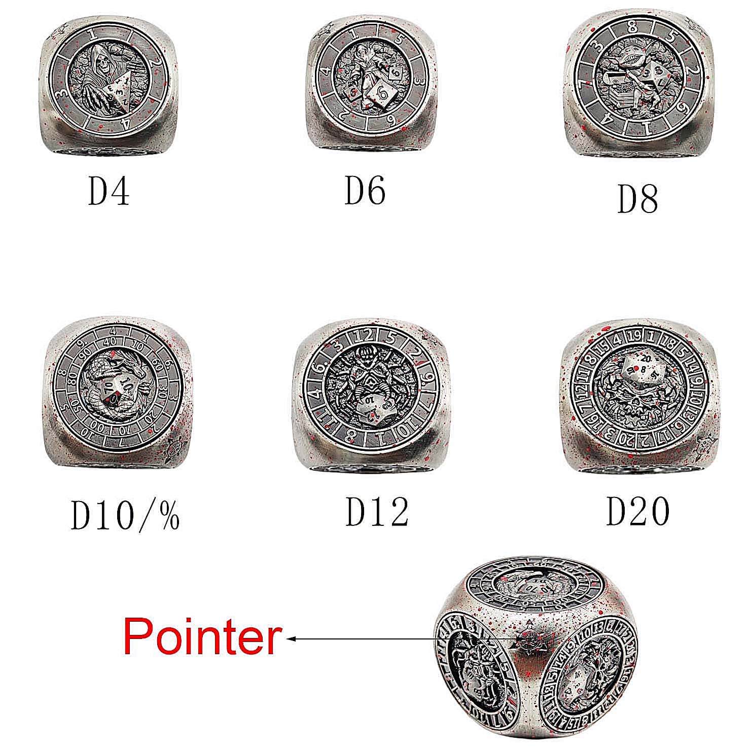 7 in 1 Rounded Cube 6-sided Rotating DND Metal Dice - Dice of Dragons