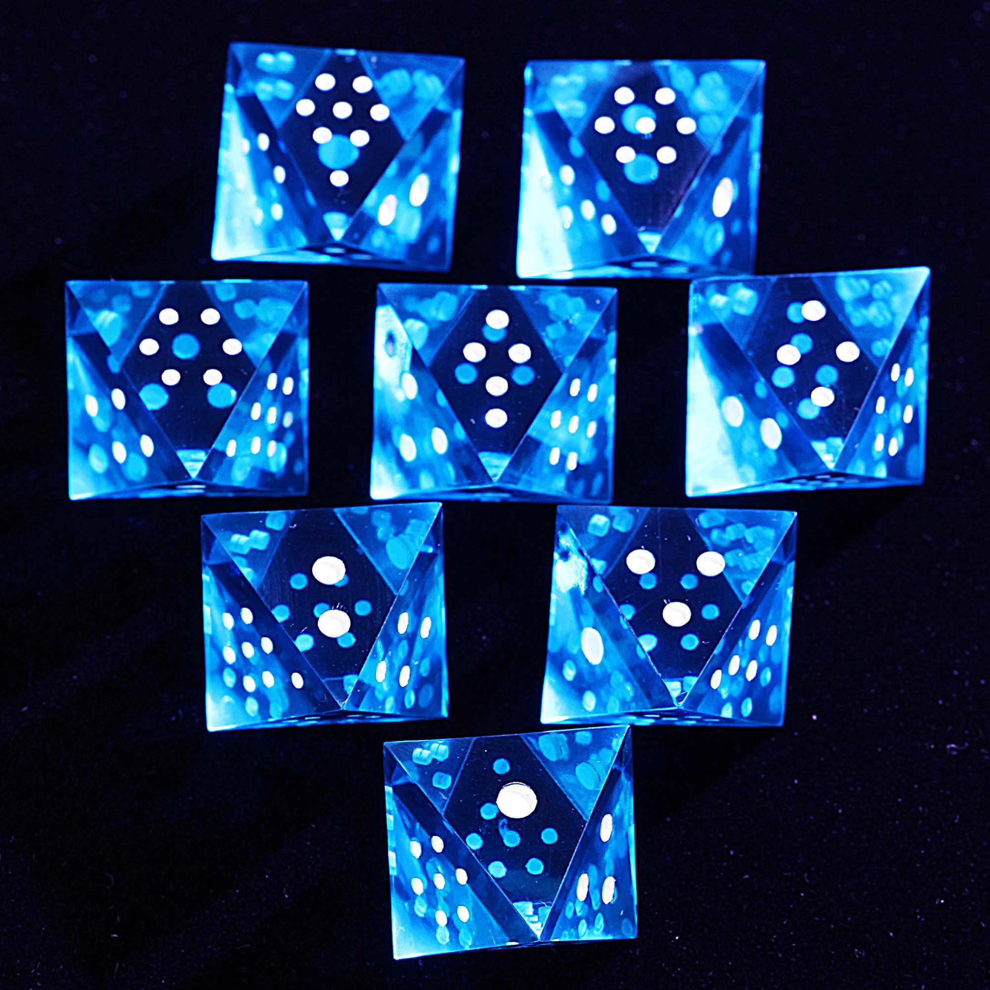 8 Polyhedral Resin Dice DnD D8 Sets Blue Transparent - Dice of Dragons