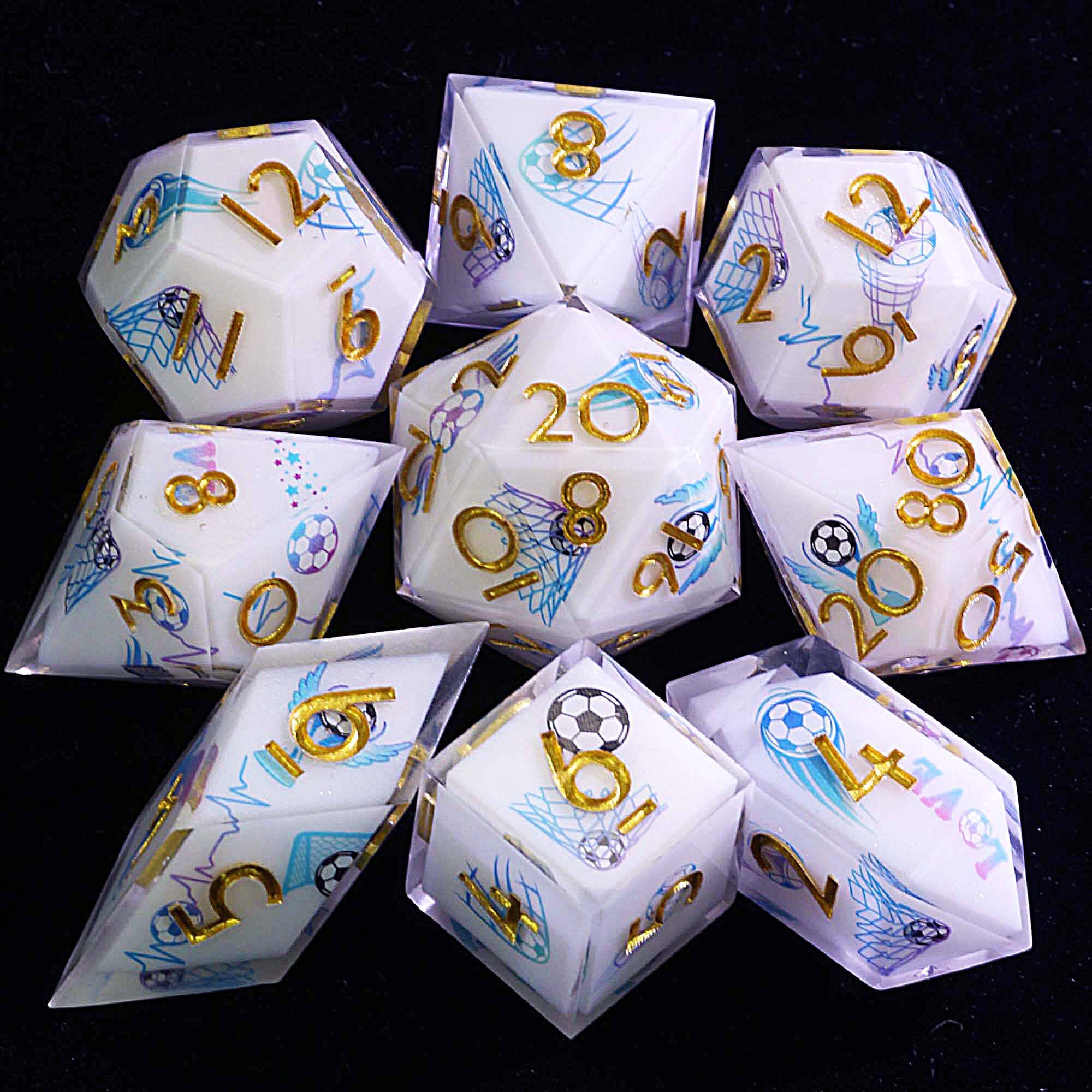 9 Football Dice Set D and D Soccer Goal Hit - Dice of Dragons