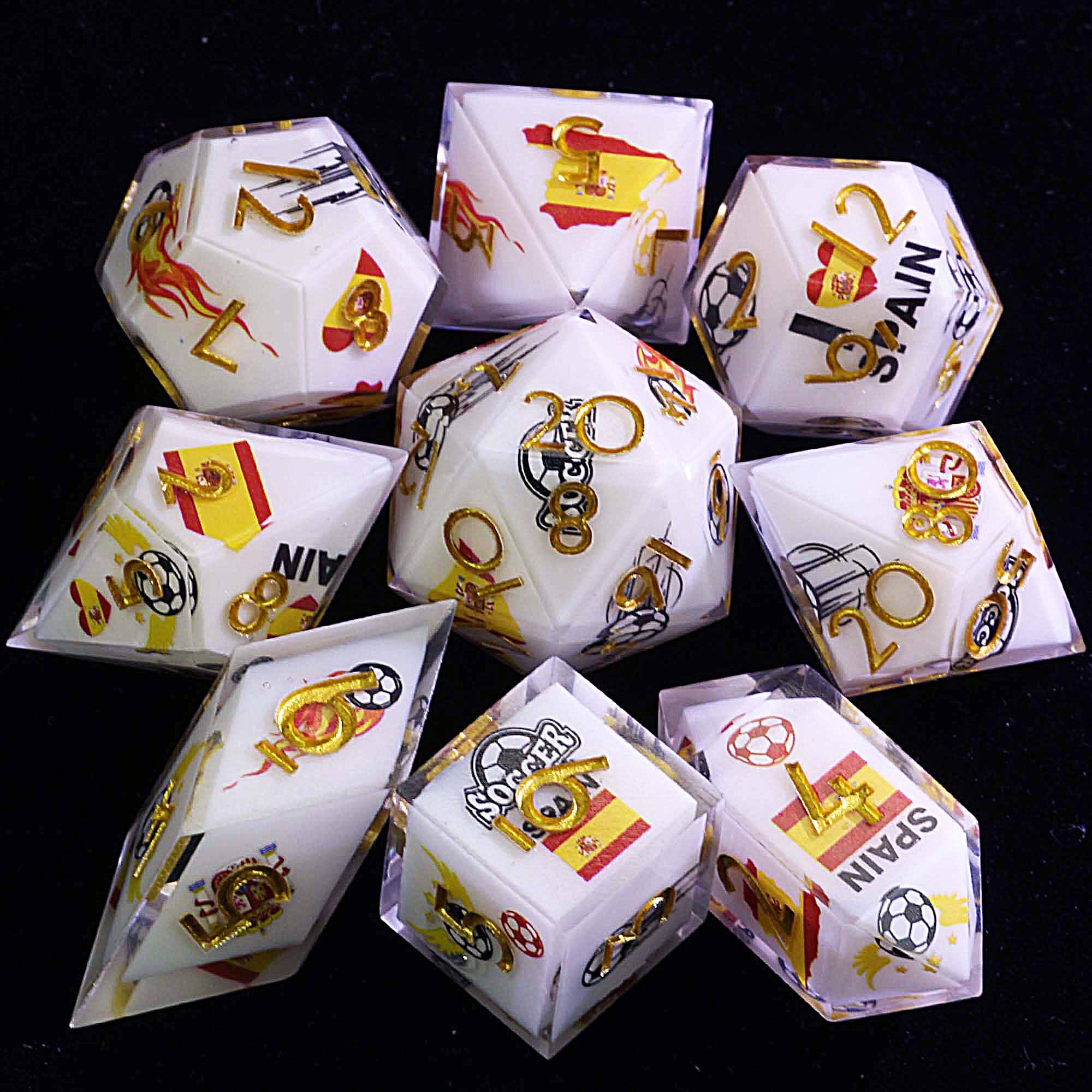 9 Football Sets D&D Dice Soccer Spain - Dice of Dragons