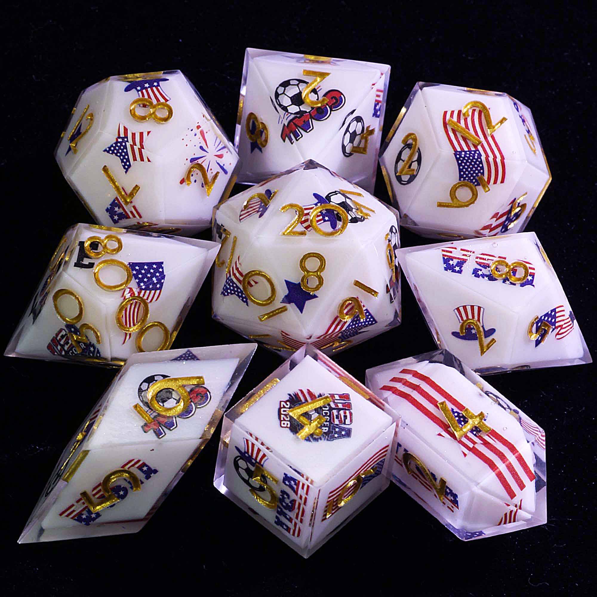 9 Football Sets of D and D Dice Soccer United States