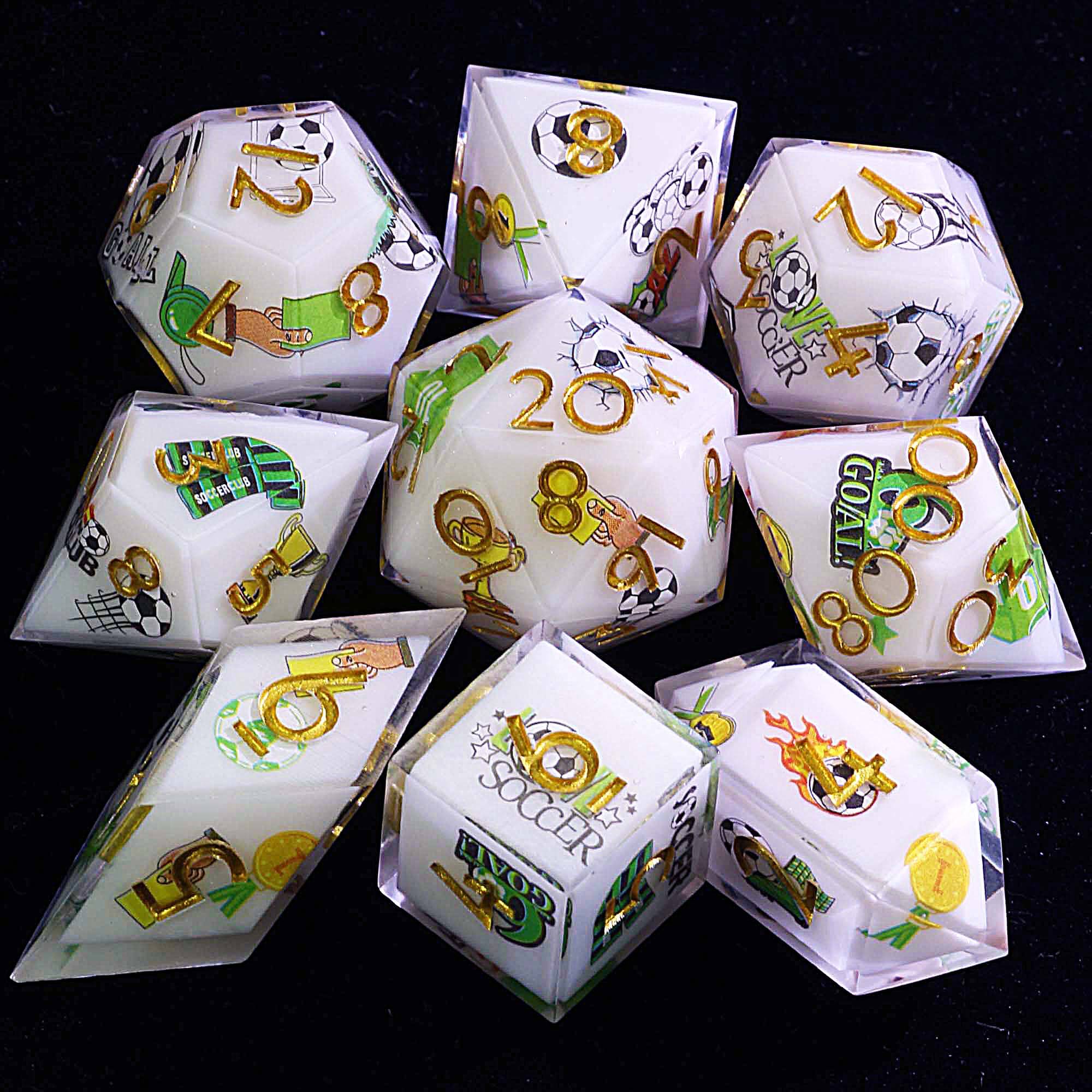 9 Football Sets of DnD Dice Soccer Stadium Flag