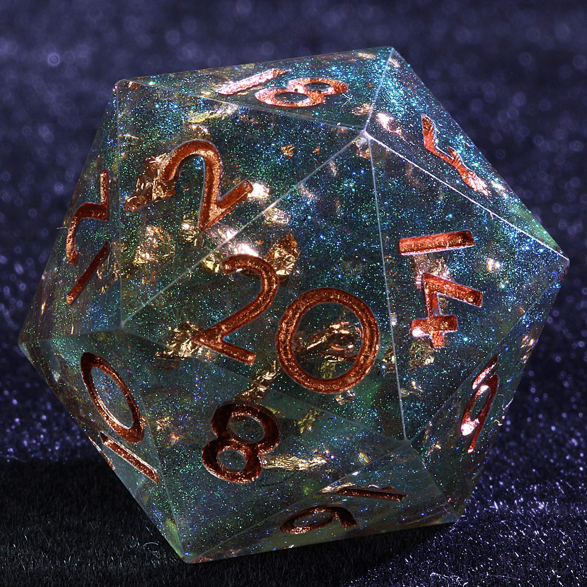 9 Polyhedral Sets DnD Dice Golden Verdant - Dice of Dragons