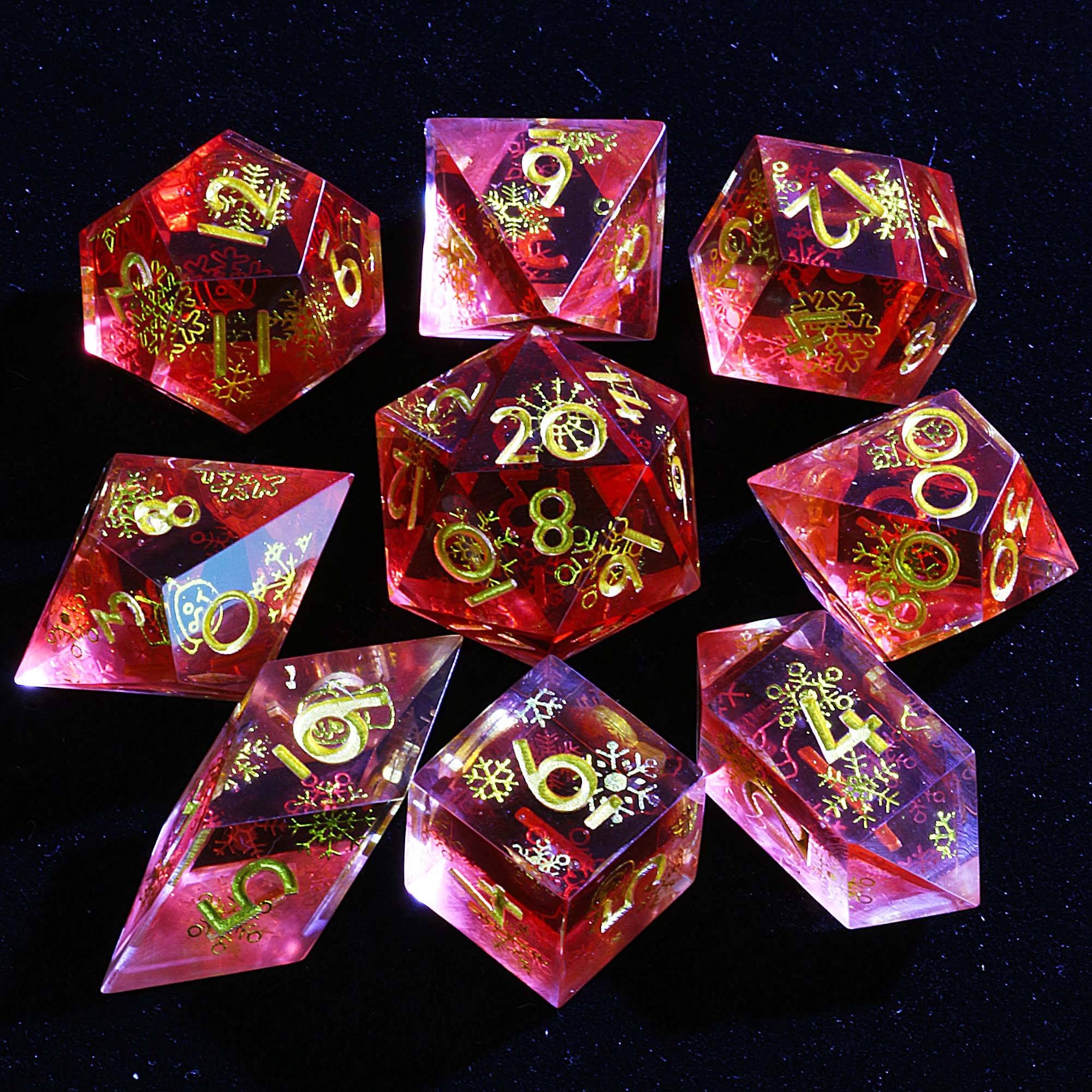9 Polyhedral DD Set Dice Elf Enchanted Snow - Dice of Dragons