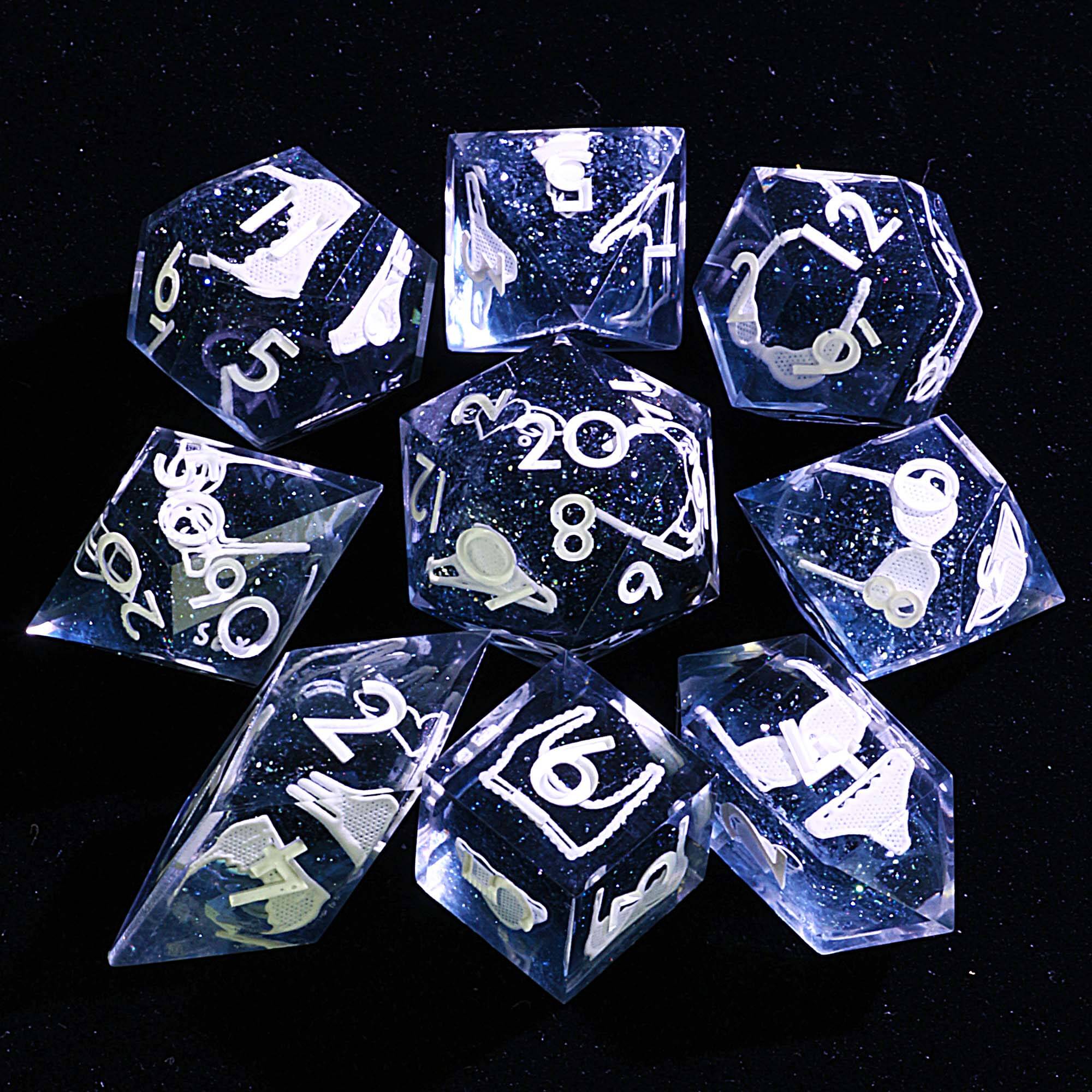 9 Polyhedral DD Sets of Dice Midnight Angel's Taboo - Dice of Dragons