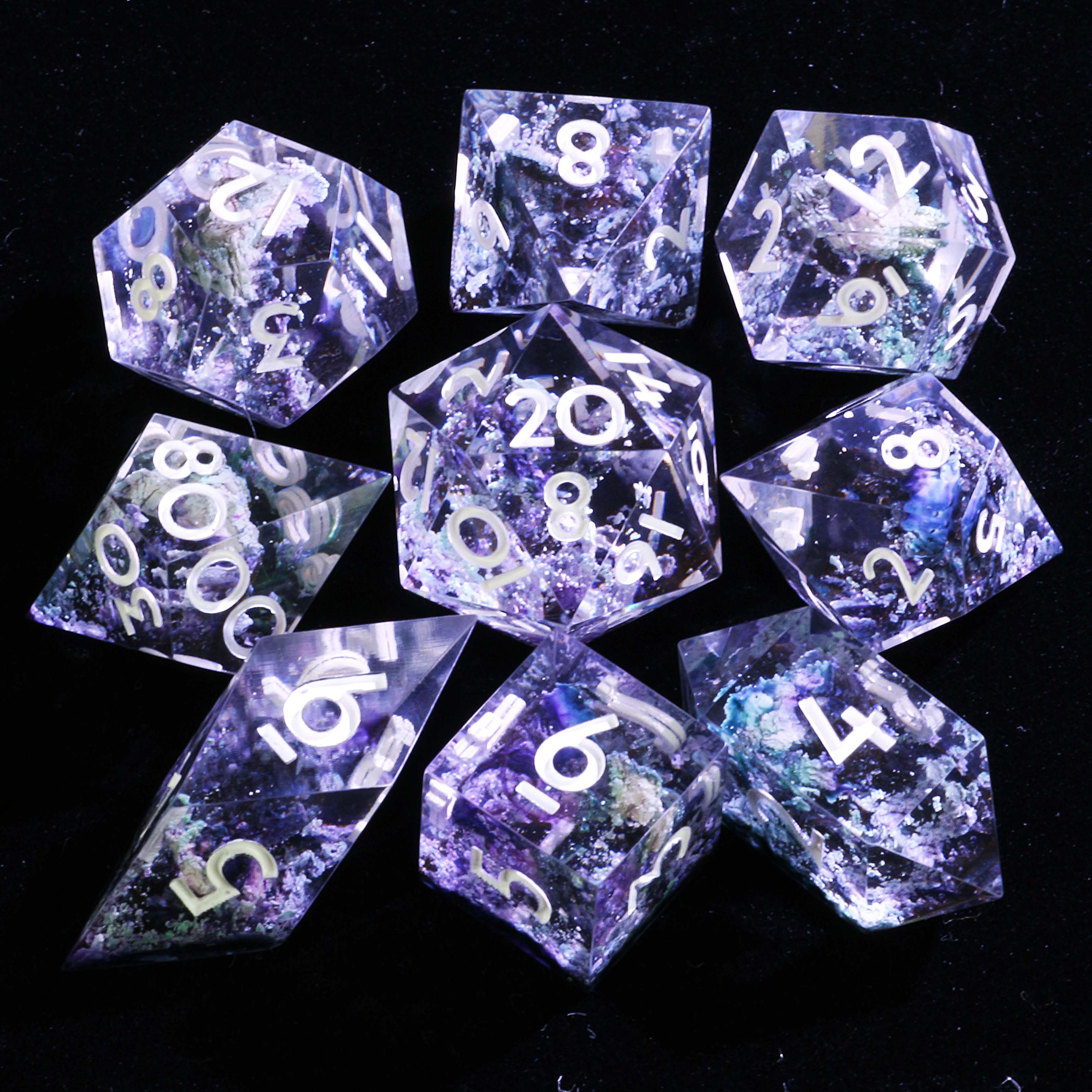 9 Polyhedral Dice D and D Sets Nocturne Violet - Dice of Dragons