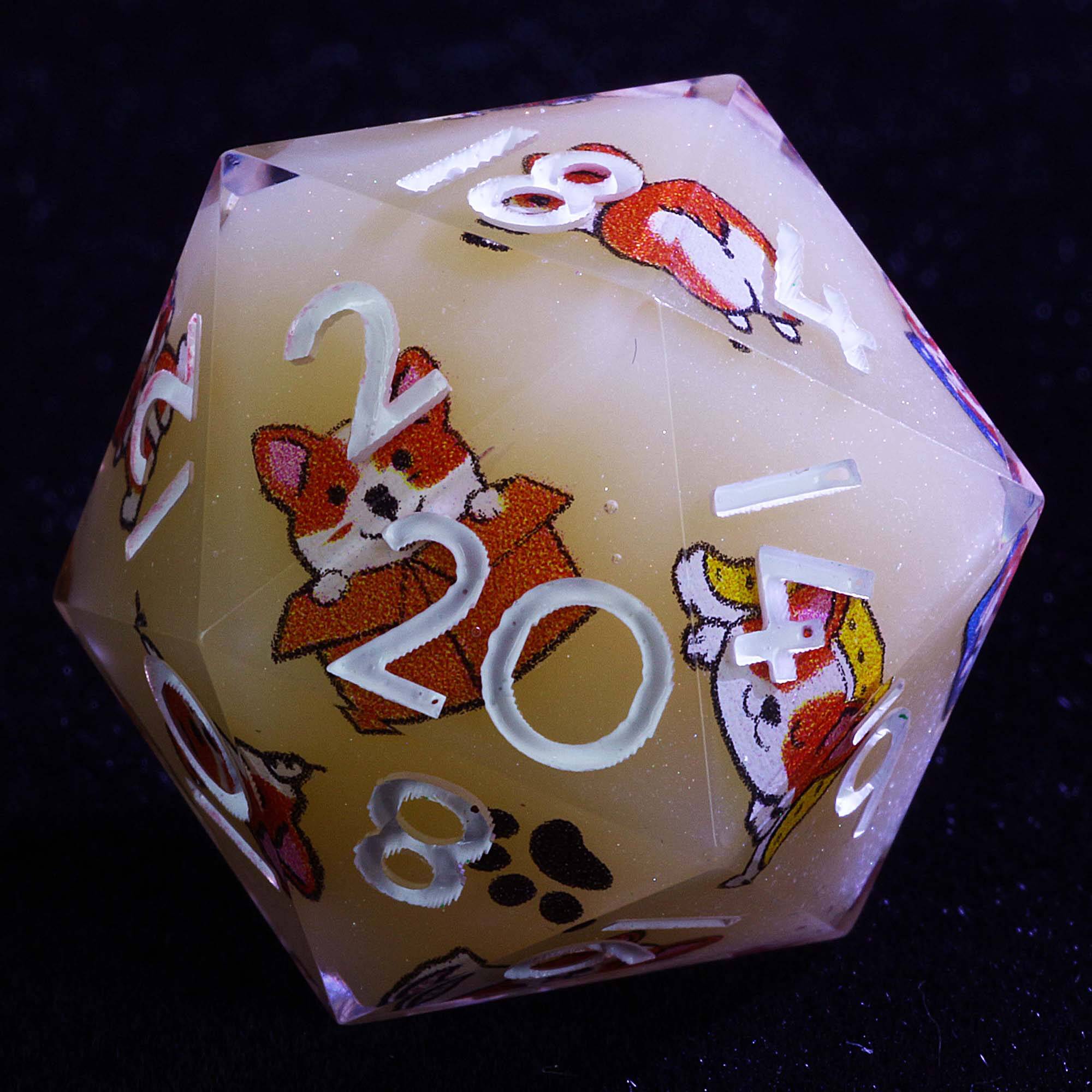 9 Polyhedral Dice Sets D and D Corgi Cream Tea - Dice of Dragons