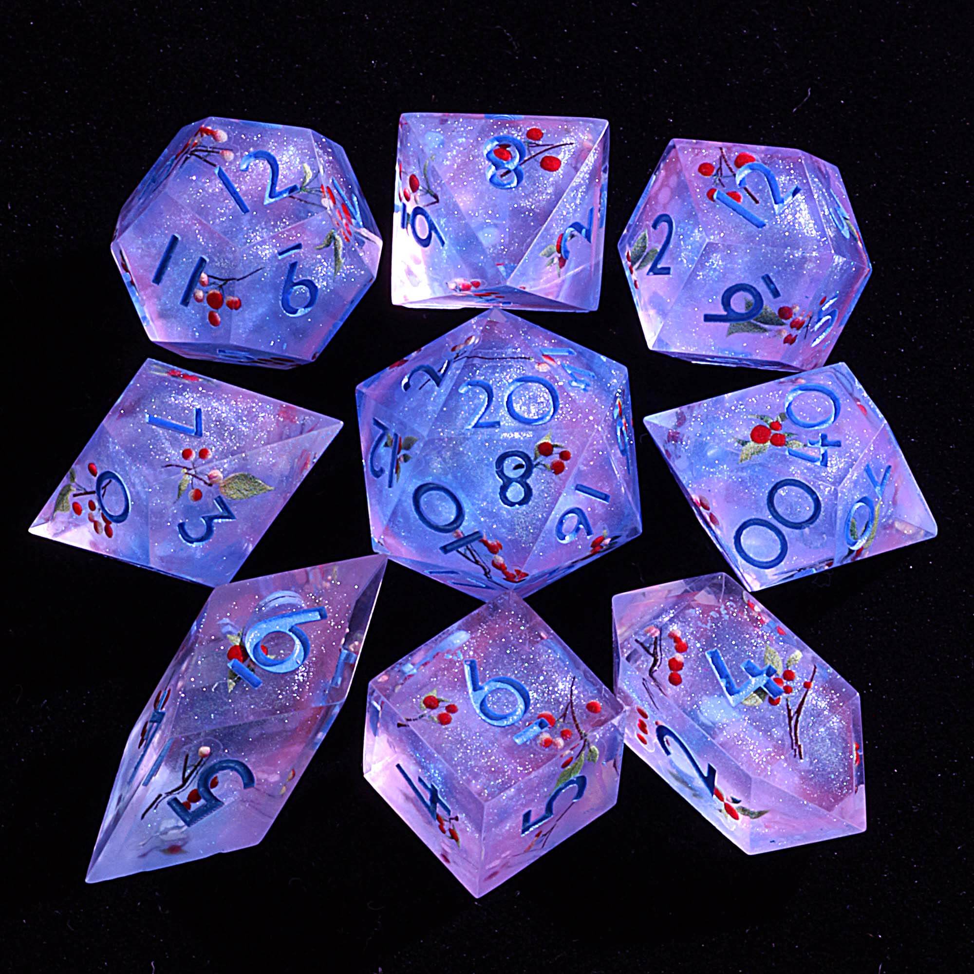 9 Polyhedral Dice D&D Set Cherry Dream Galaxy - Dice of Dragons