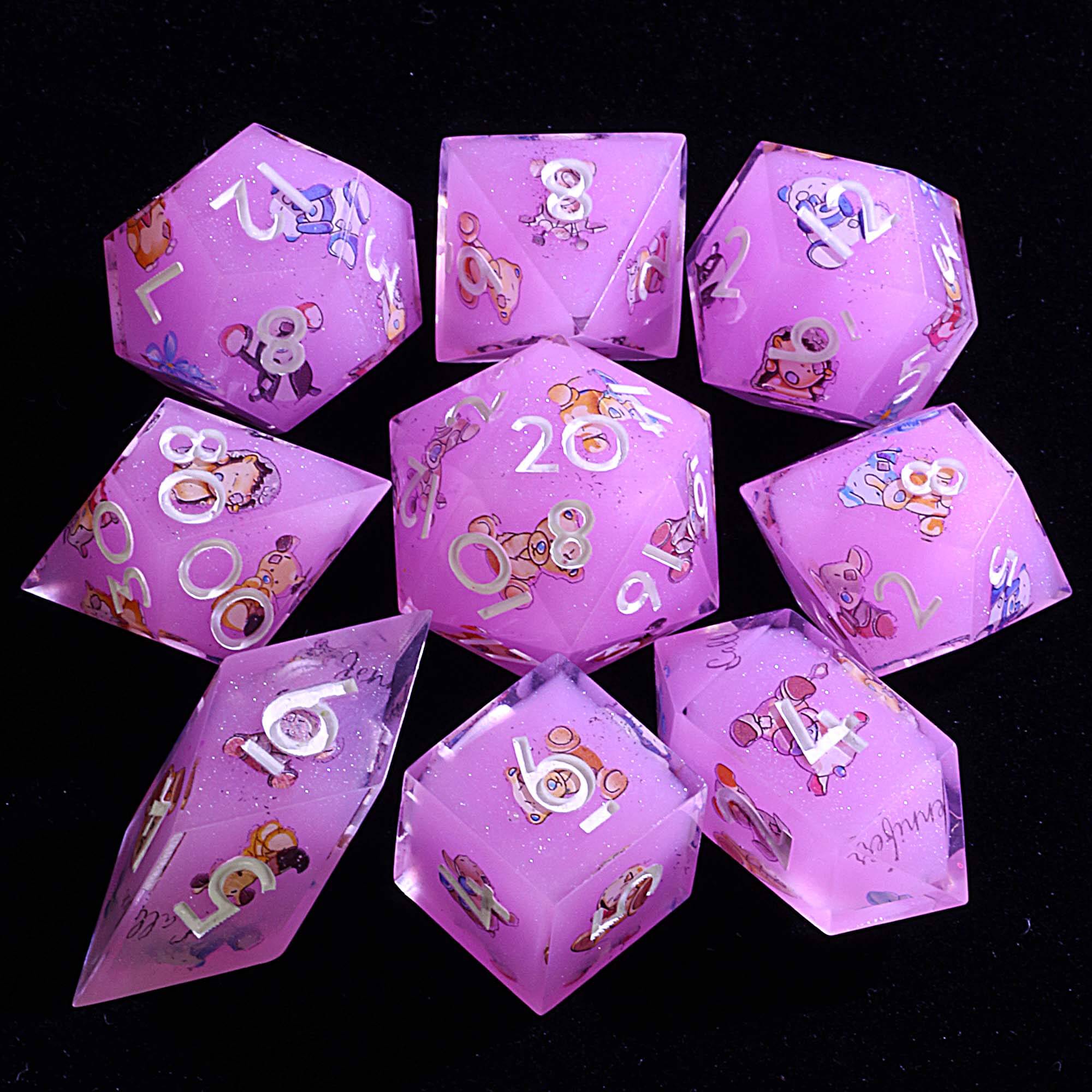 9 Polyhedral Dice DnD Set Little Cloud Therapy - Dice of Dragons