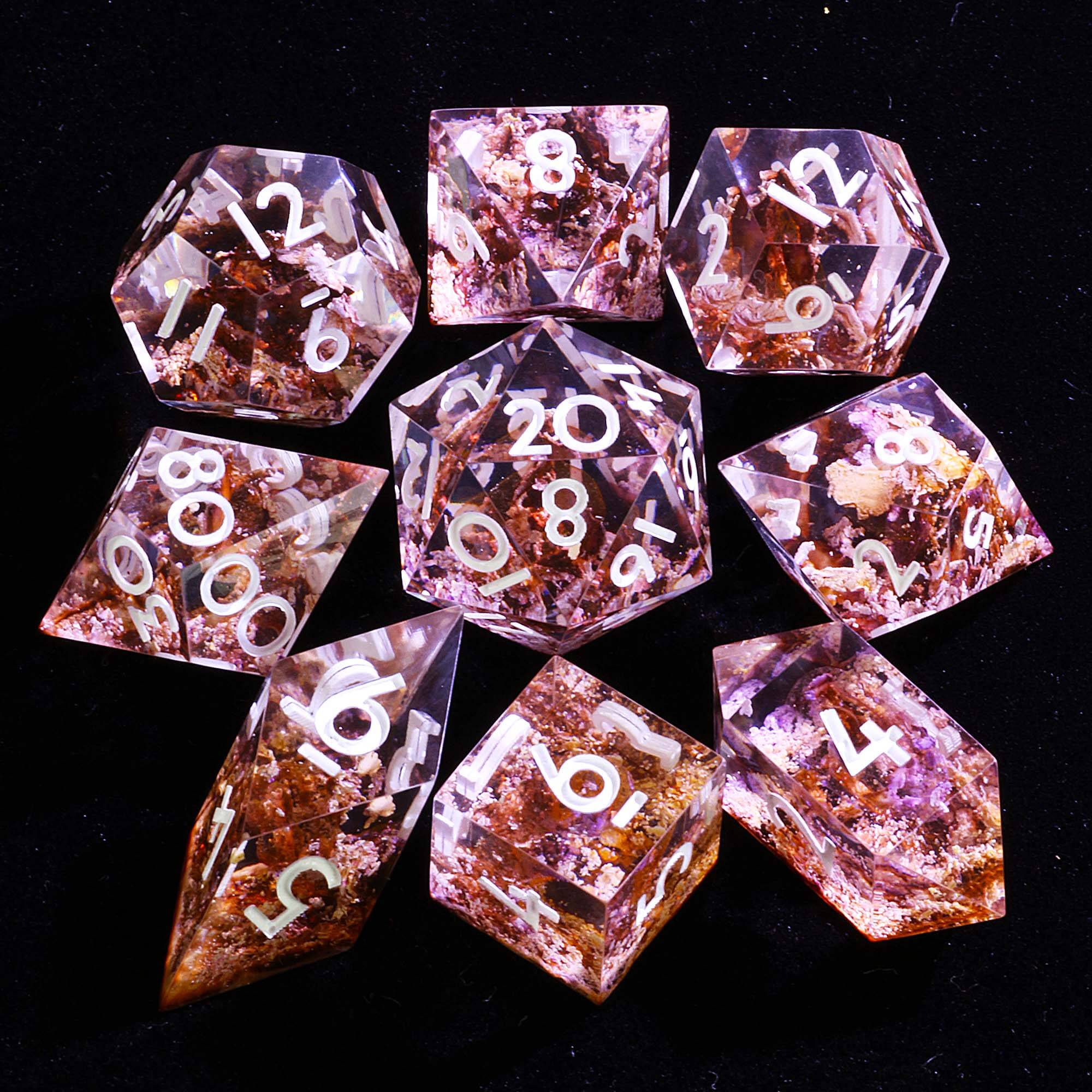 9 Polyhedral Dice D&D Sets Caramel Alchemy - Dice of Dragons