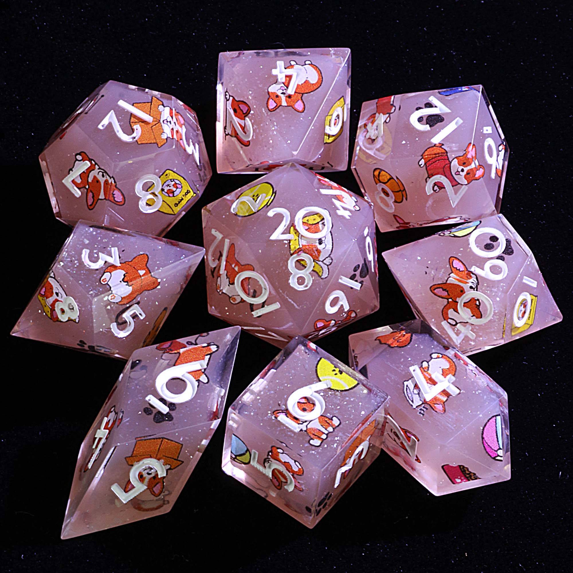 9 Polyhedral Dice Sets DD Corgi Chocolate Adventure - Dice of Dragons