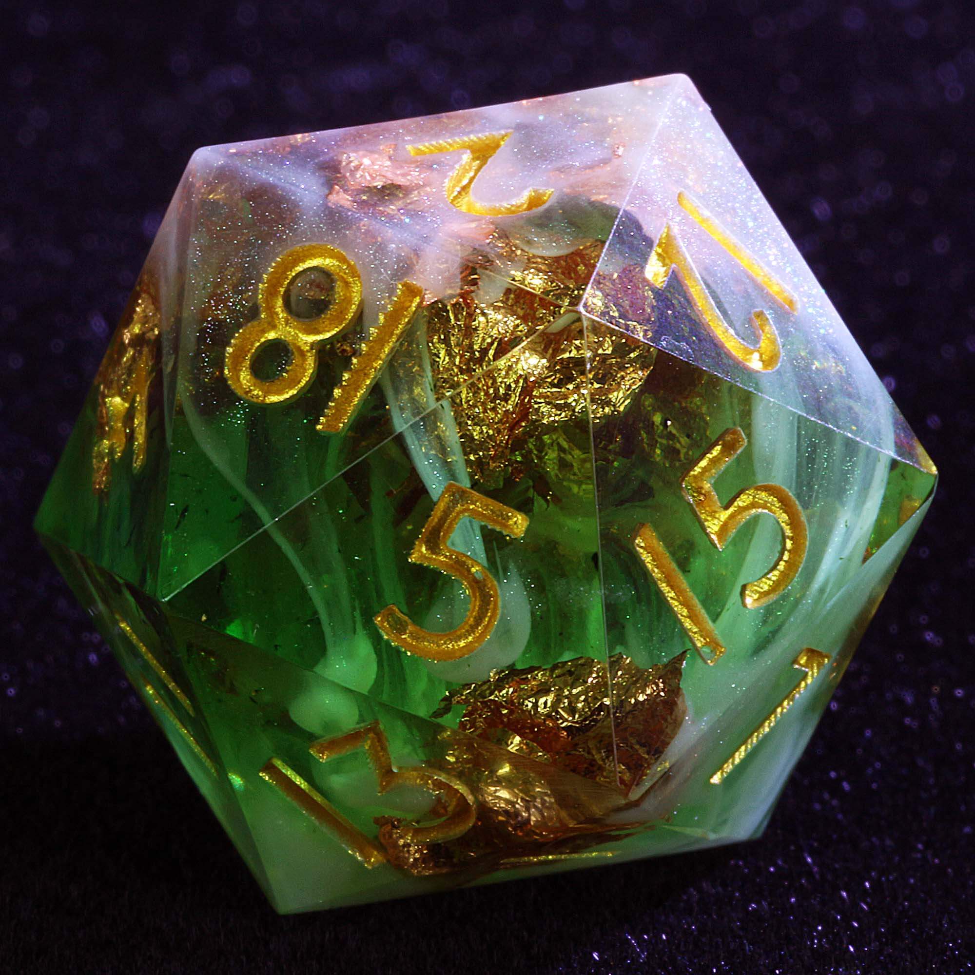 9 Polyhedral D&D Dice Set Fall of Emerald Dragon - Dice of Dragons