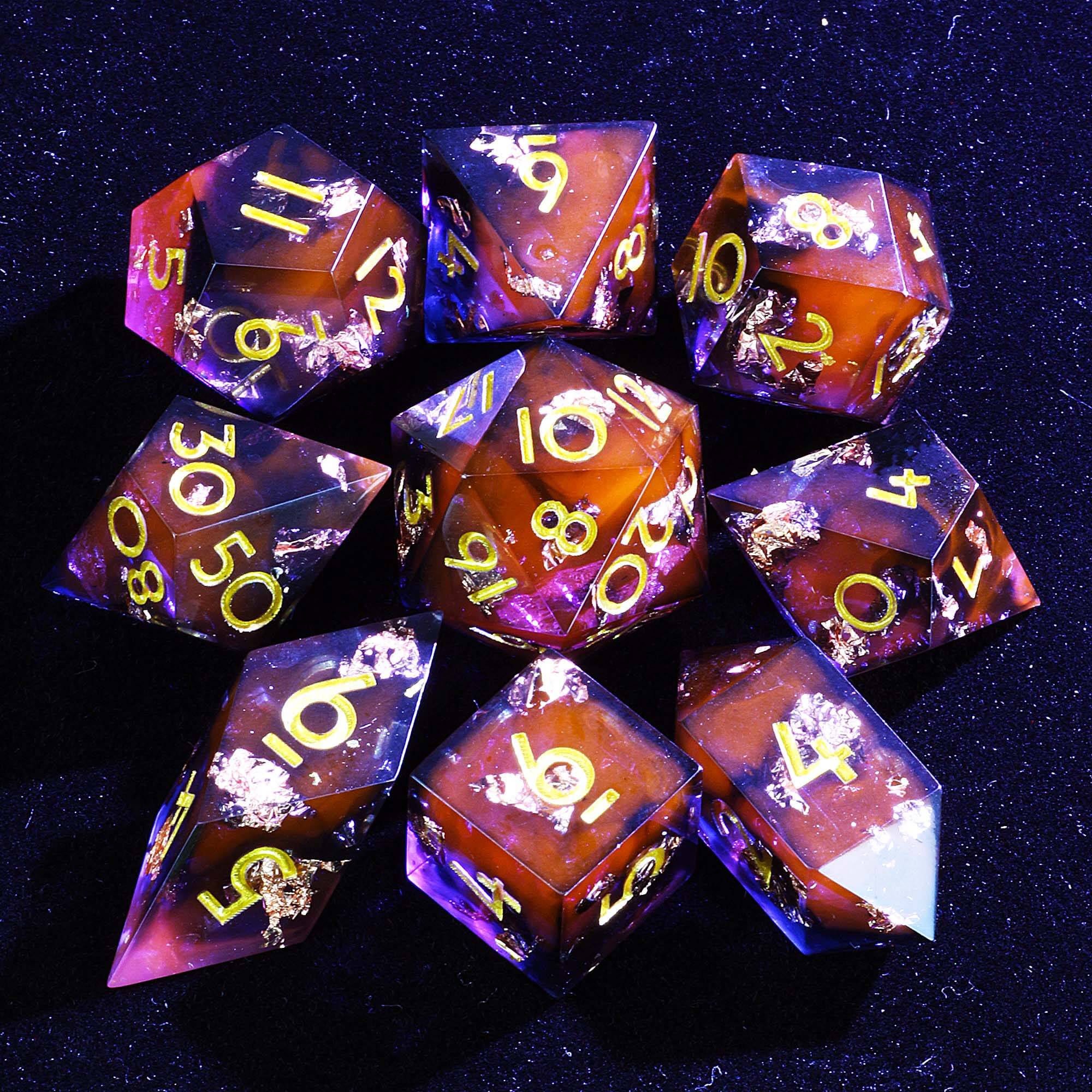 9 Polyhedral DnD Dice Set Dragon Tomb Sacred Relics - Dice of Dragons