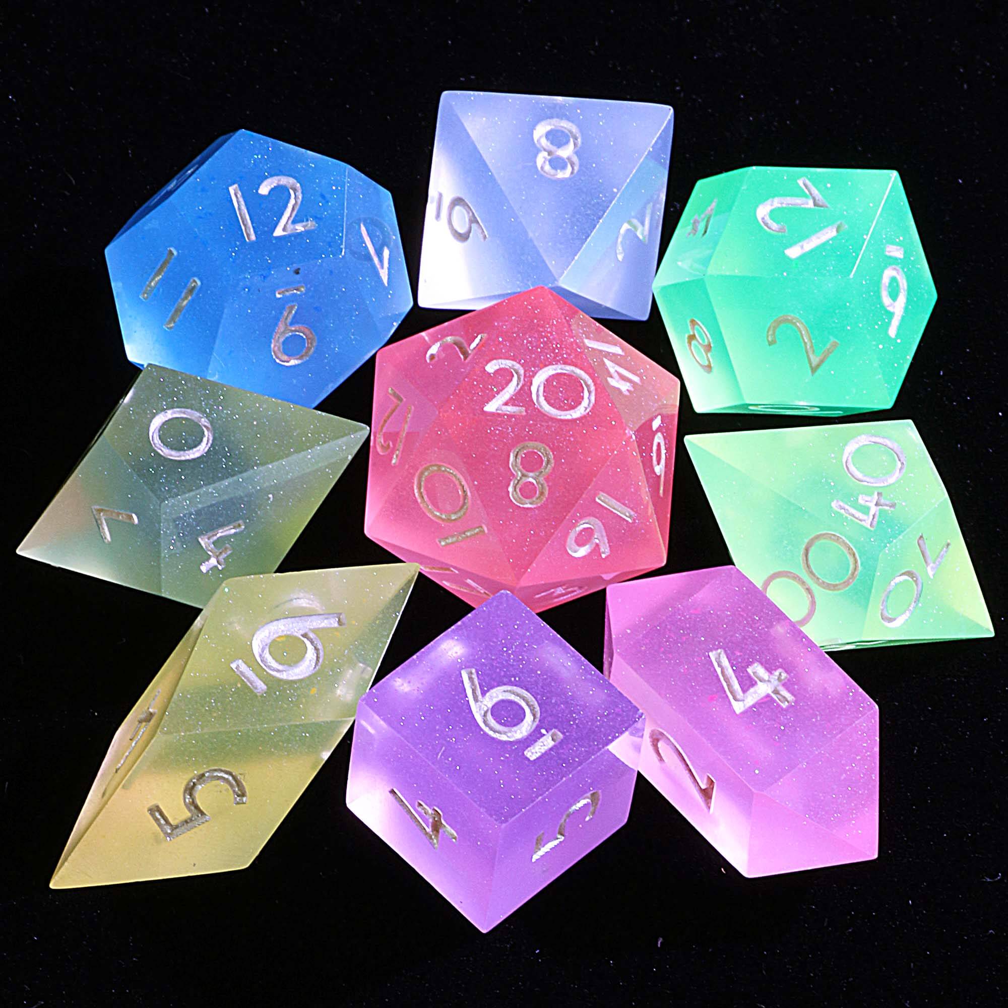 9 Polyhedral DnD Set of Dice Macarons - Dice of Dragons