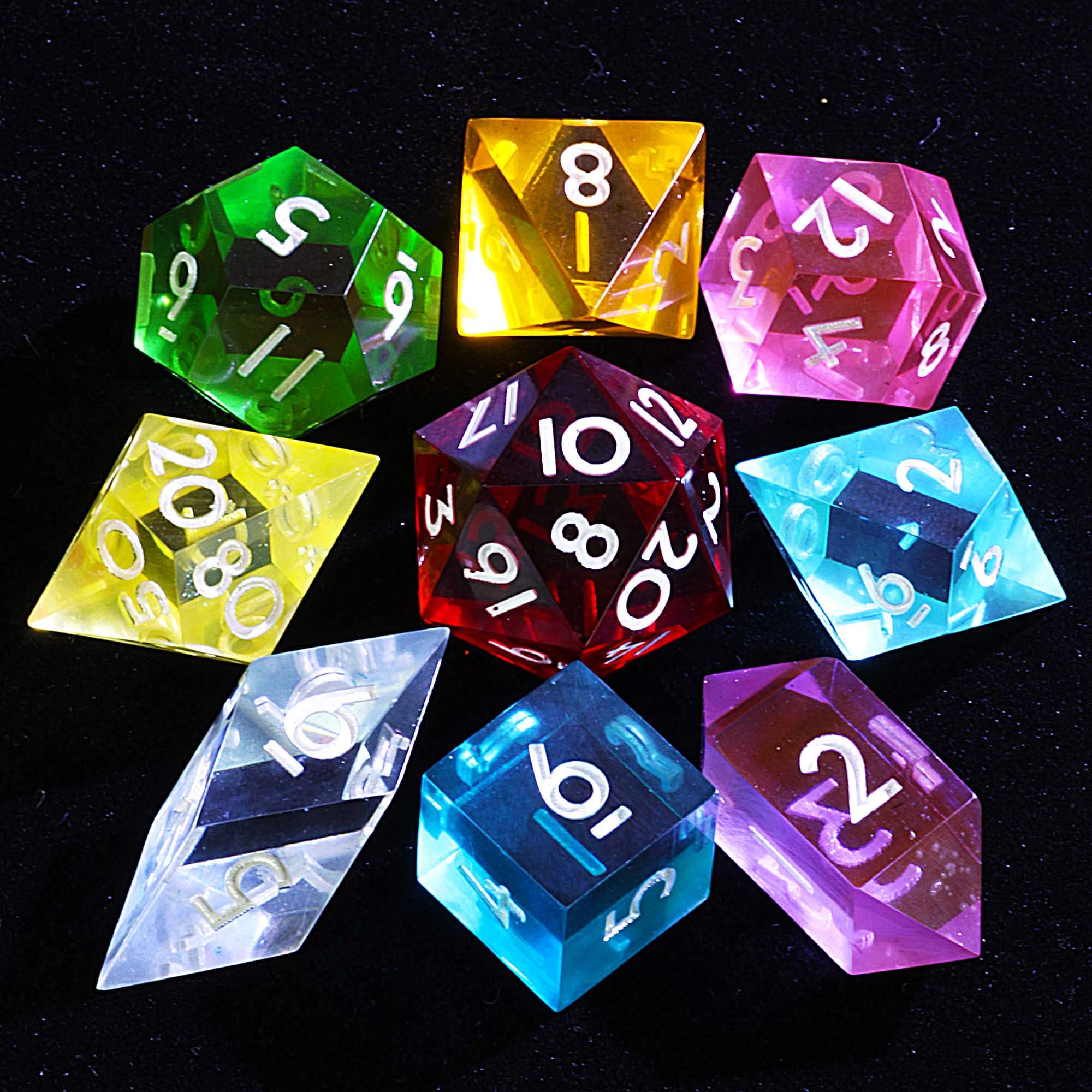 9 Polyhedral D&D Set of Dice Rainbow - Dice of Dragons