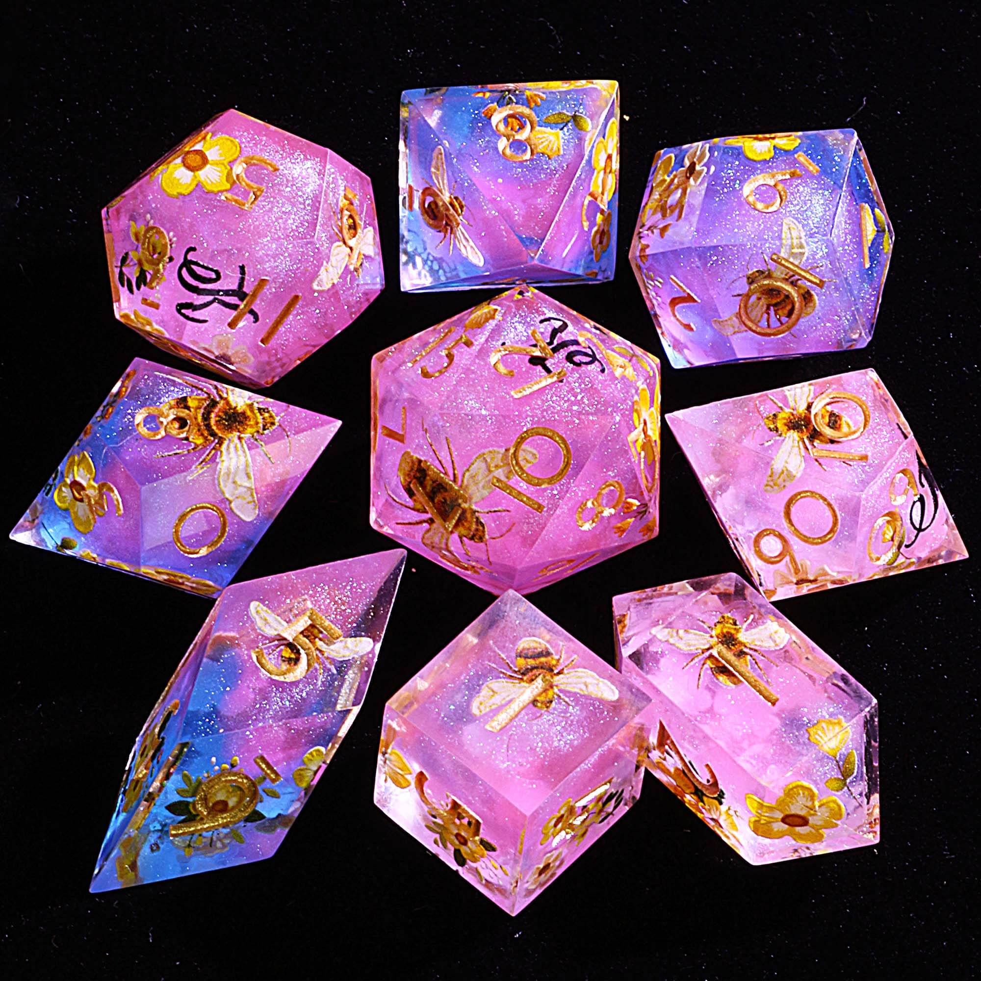 9 Polyhedral DnD Sets of Dice Honeycomb Daydream - Dice of Dragons