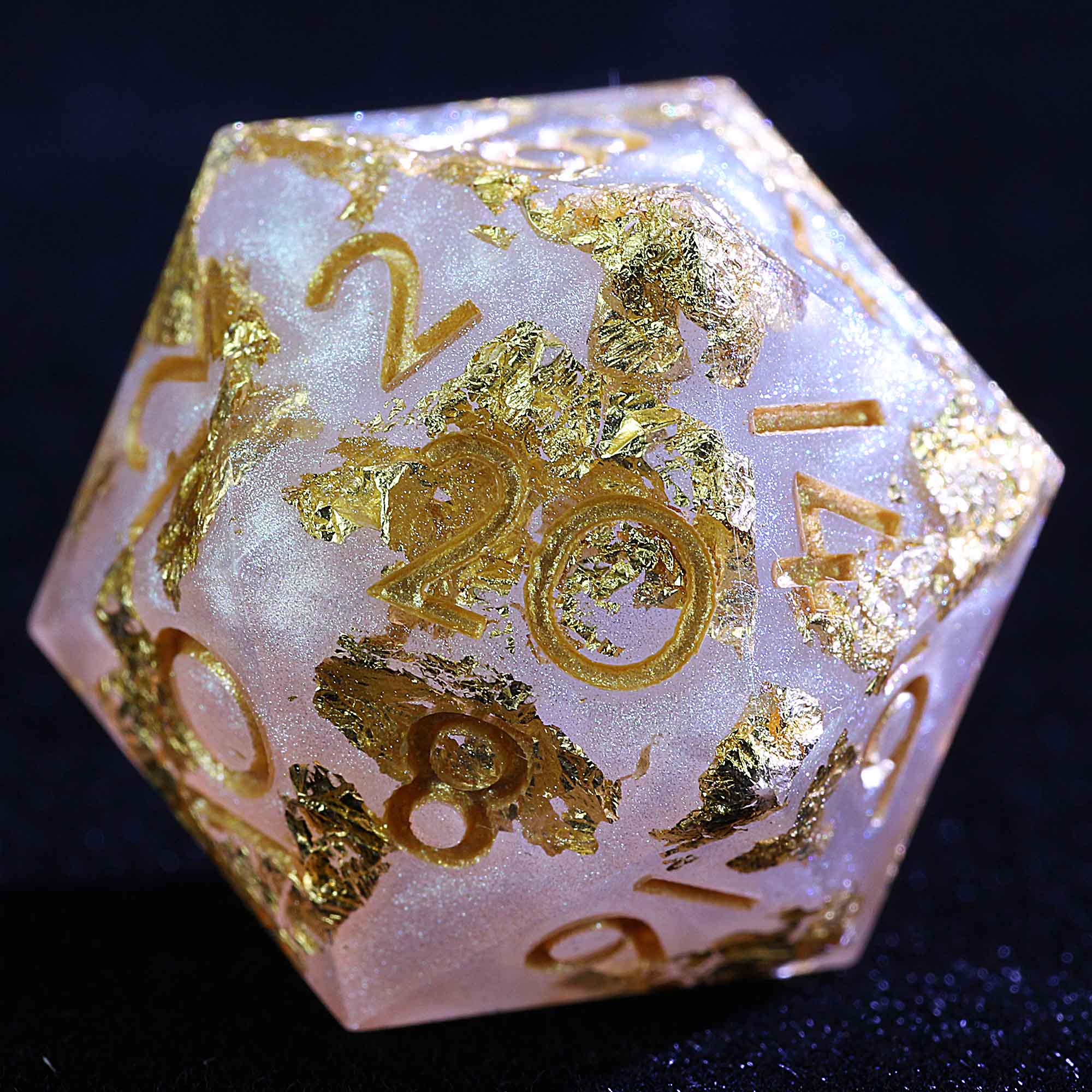 9 Polyhedral Resin D and D Set Dice Mica Silver Gleam - Dice of Dragons