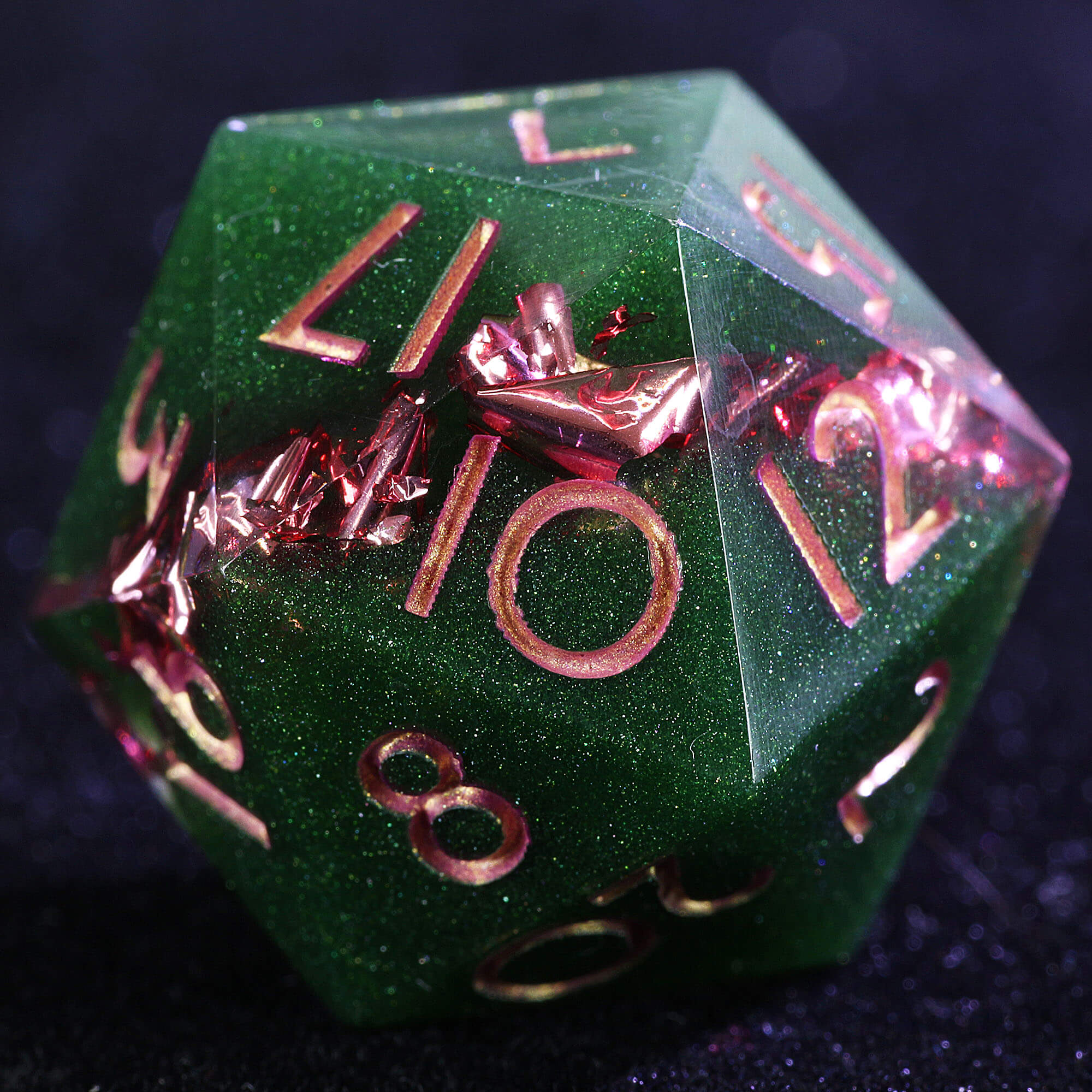 9 Polyhedral Resin D and D set of Dice Abyssal Crown Foil - Dice of Dragons